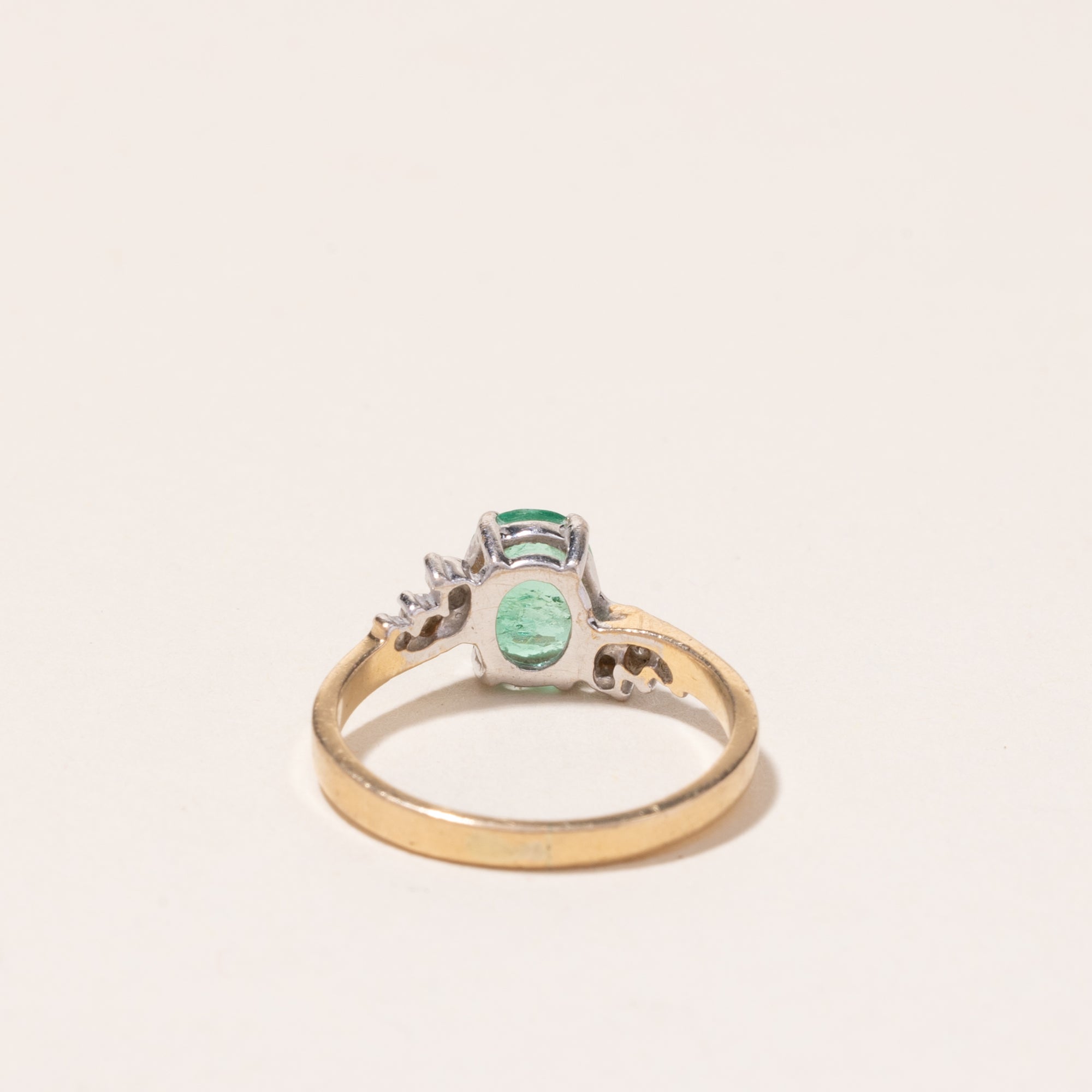 14k Yellow Gold Emerald and Diamond Ring | 0.83ct, 0.12ctw | SZ 5.75