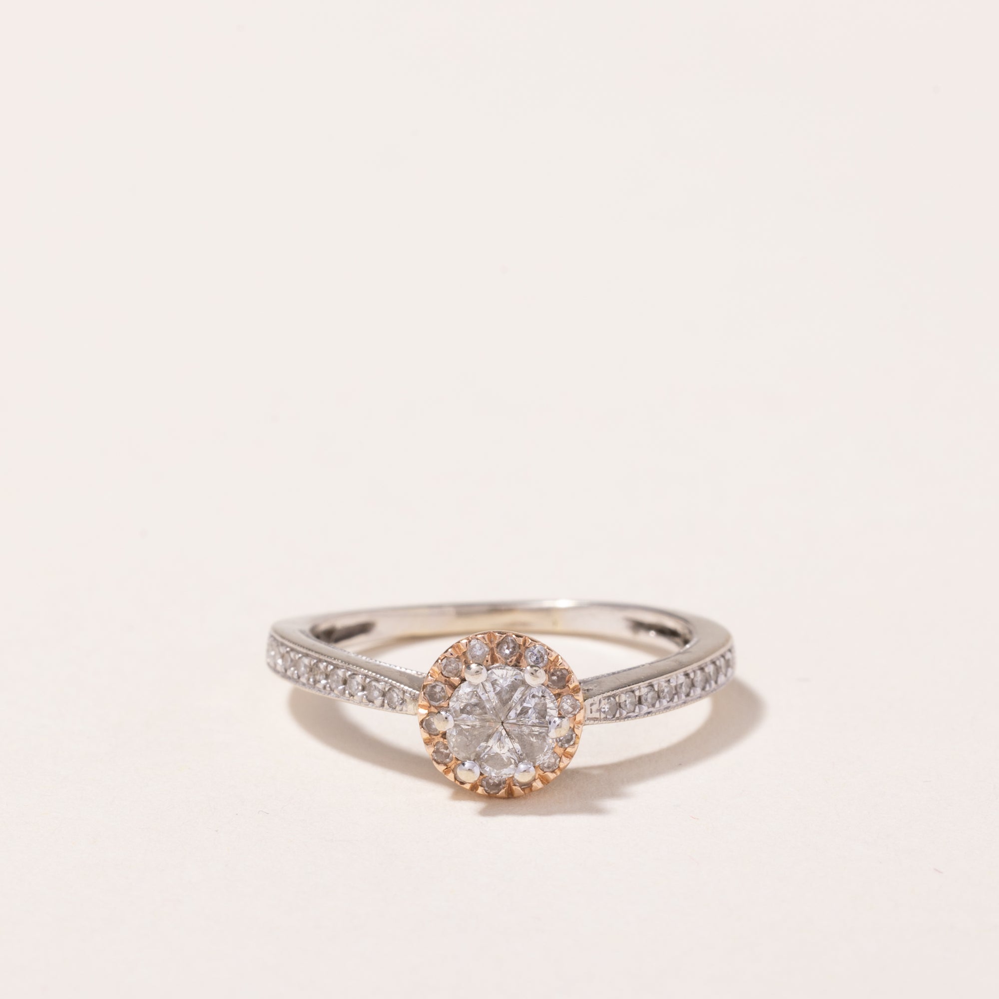 14k White & Rose Gold Diamond Ring | 0.37ctw | SZ 7