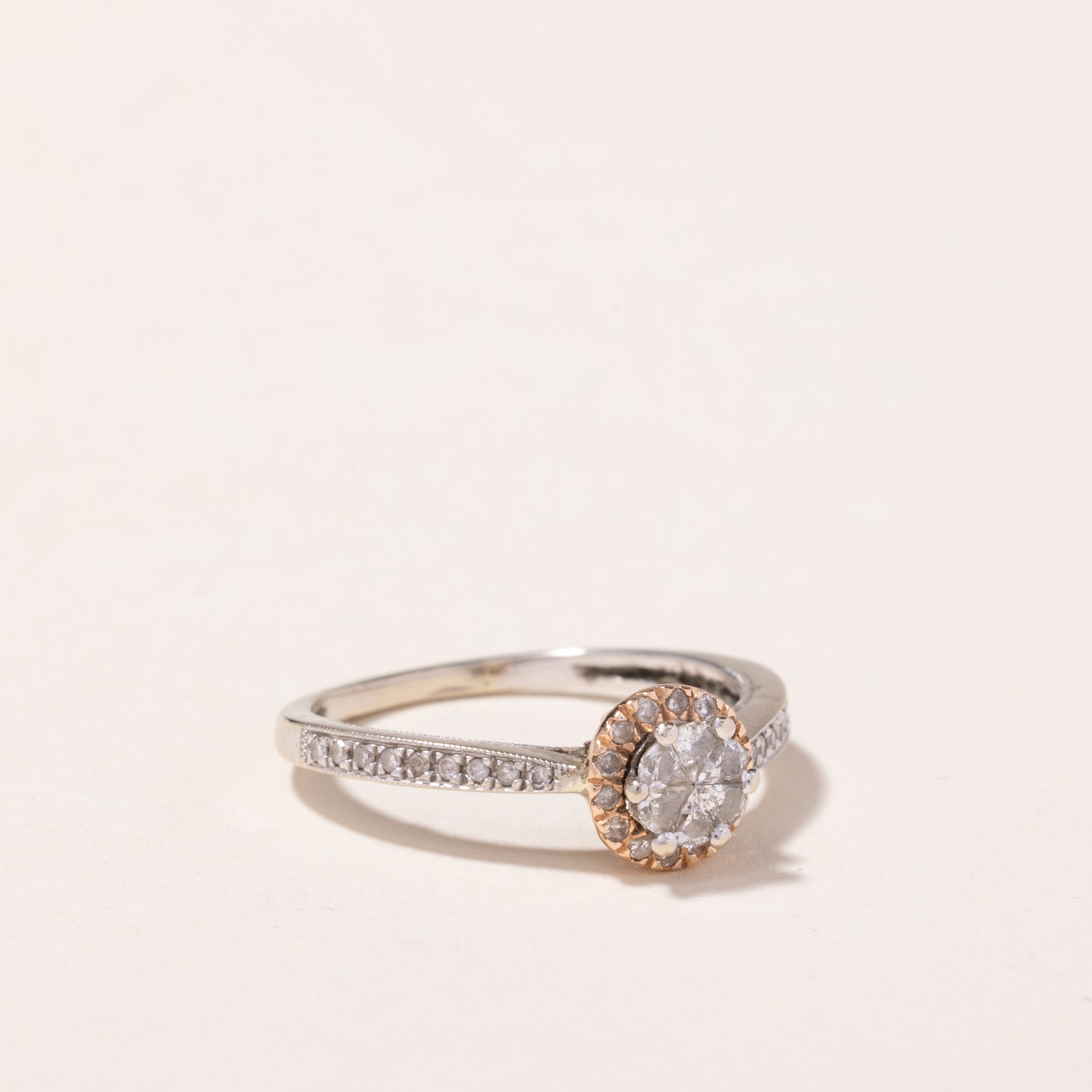 14k White & Rose Gold Diamond Ring | 0.37ctw | SZ 7