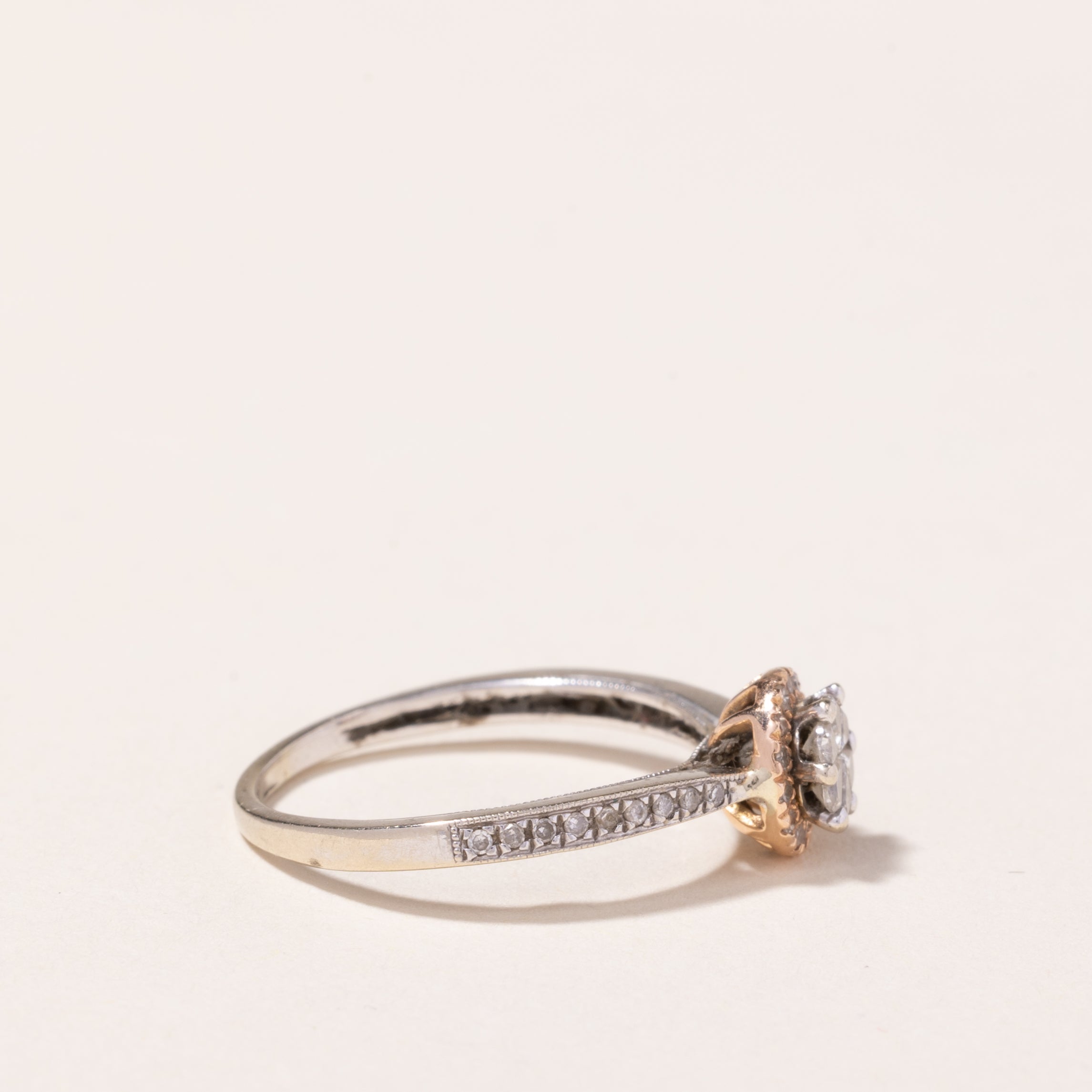 14k White & Rose Gold Diamond Ring | 0.37ctw | SZ 7