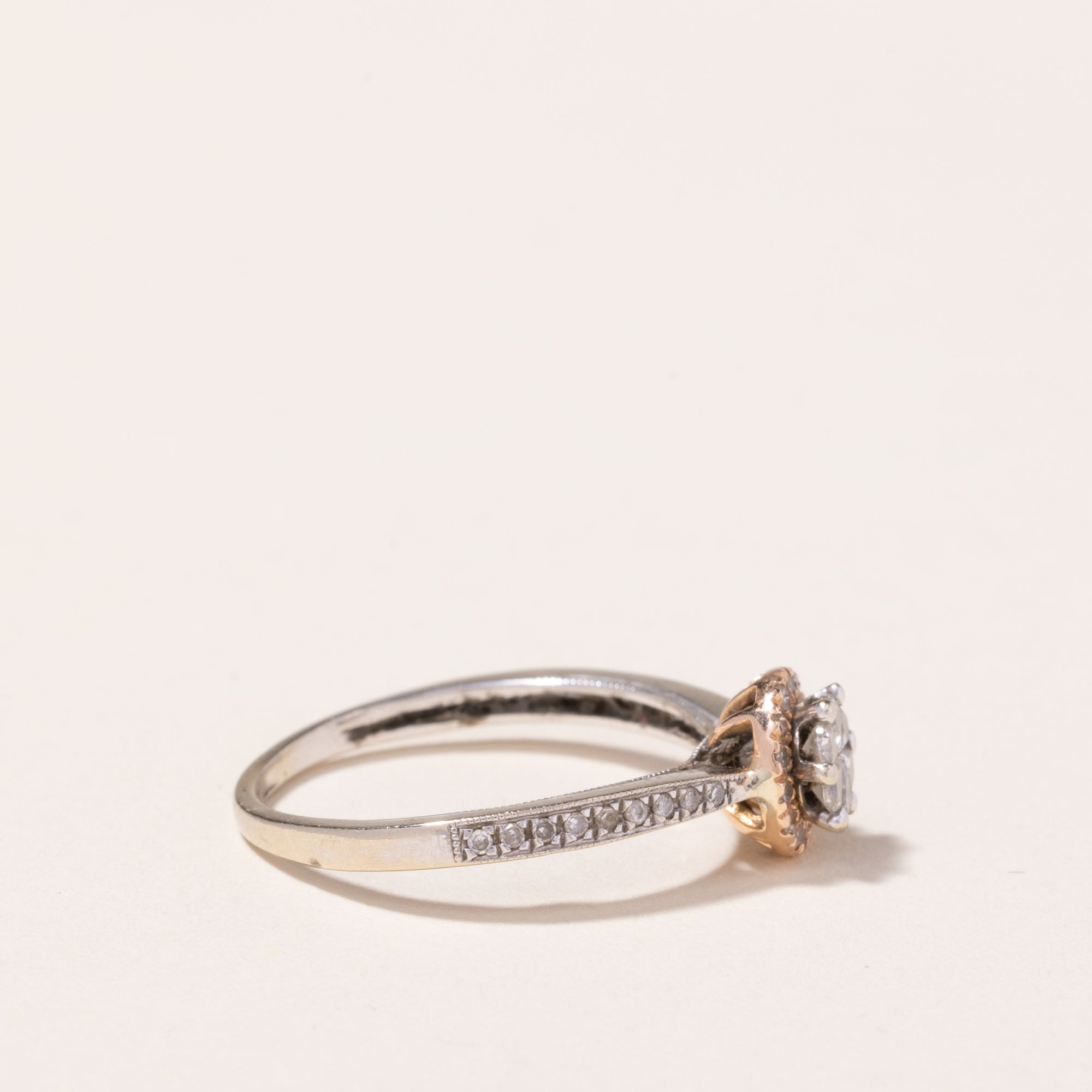 14k White & Rose Gold Diamond Ring | 0.37ctw | SZ 7