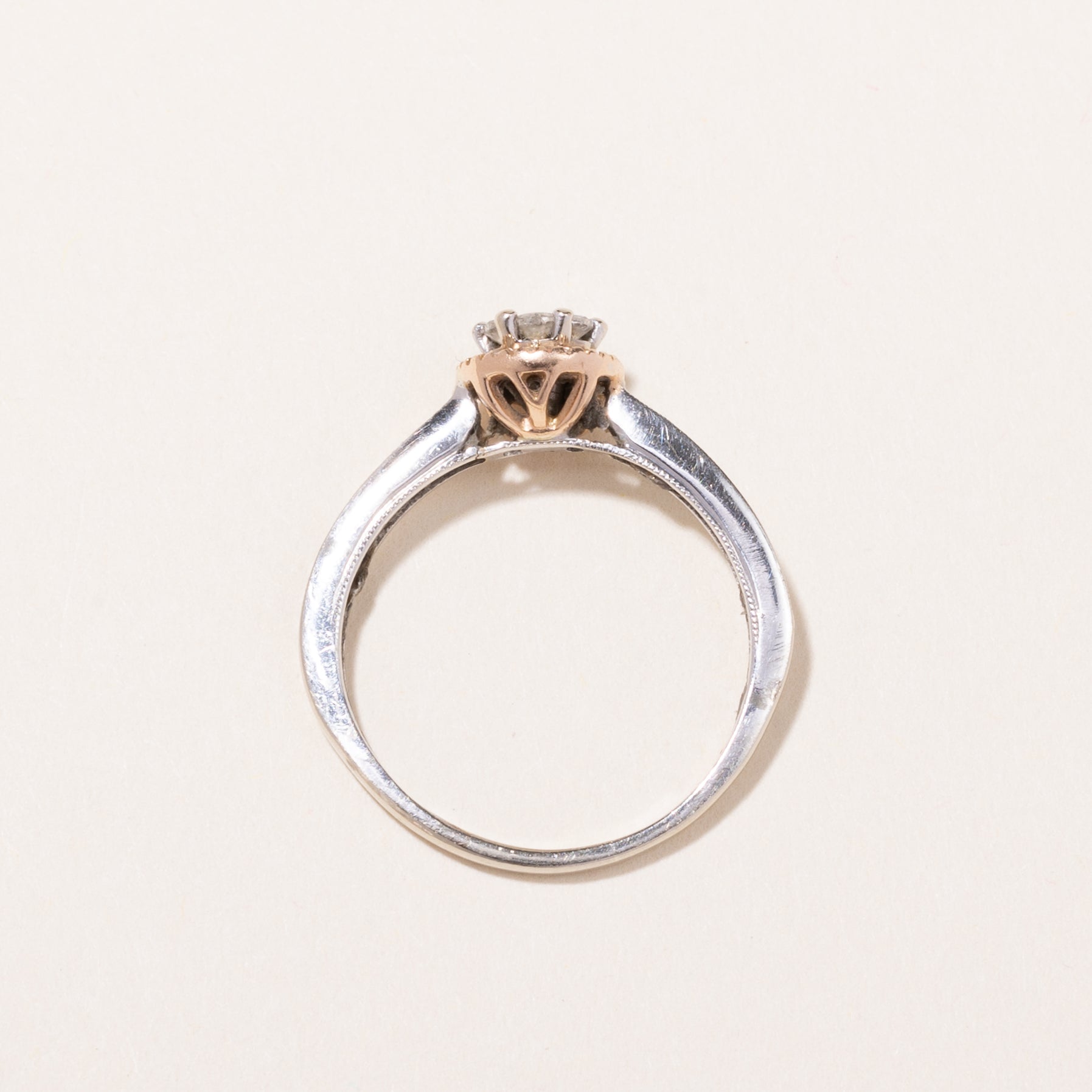 14k White & Rose Gold Diamond Ring | 0.37ctw | SZ 7