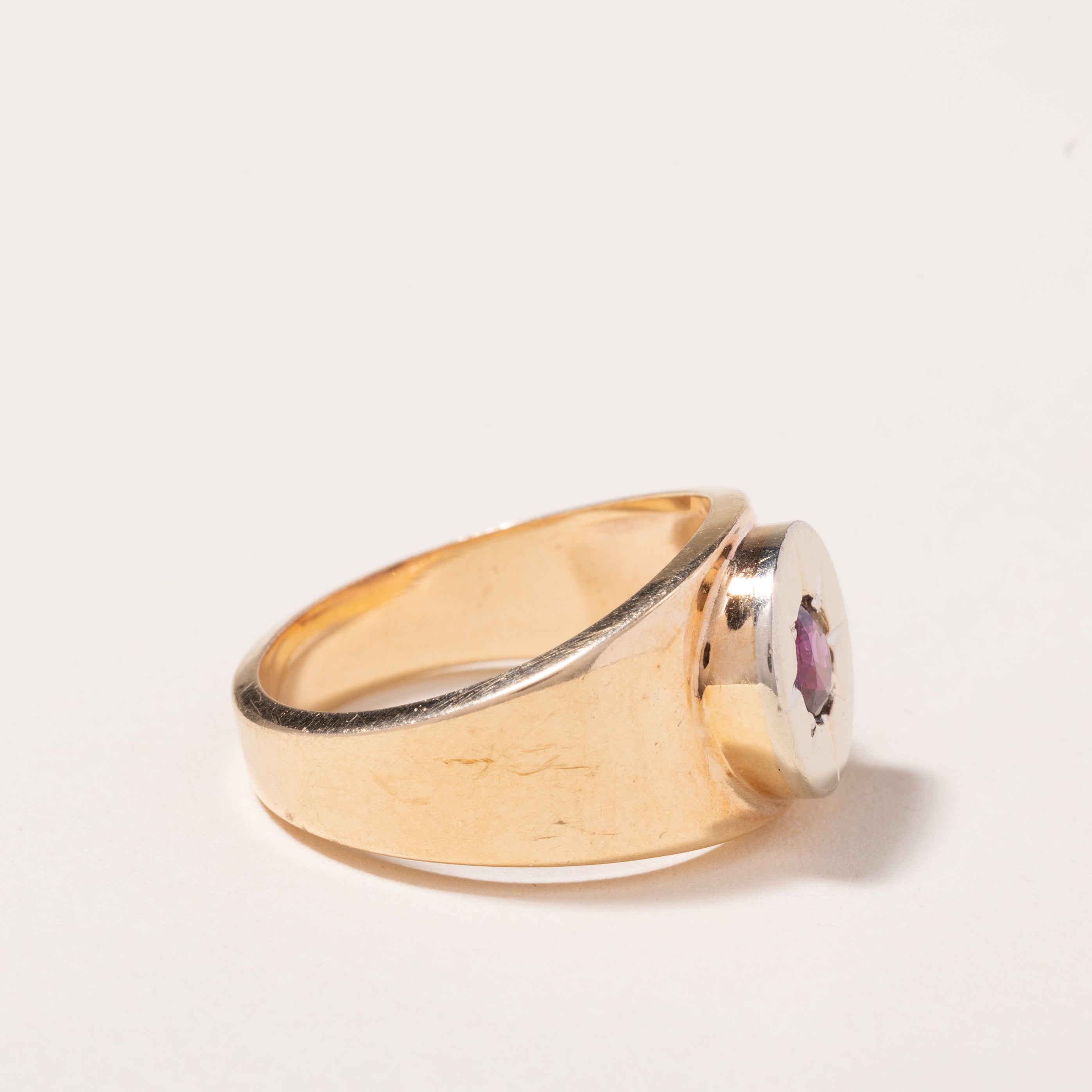 10-14k Two Tone Gold Ruby Ring | 0.64ct | SZ 9.75