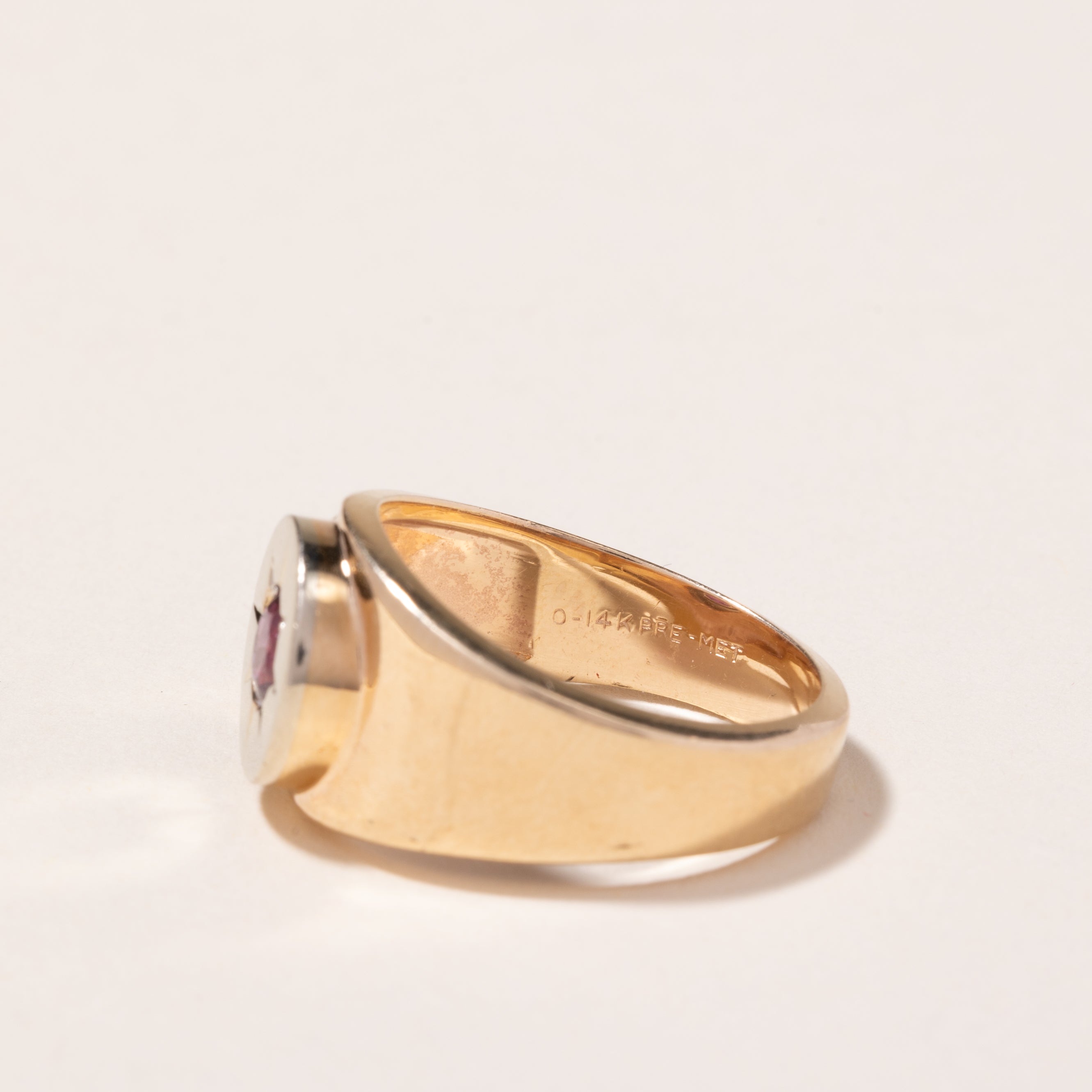 10-14k Two Tone Gold Ruby Ring | 0.64ct | SZ 9.75