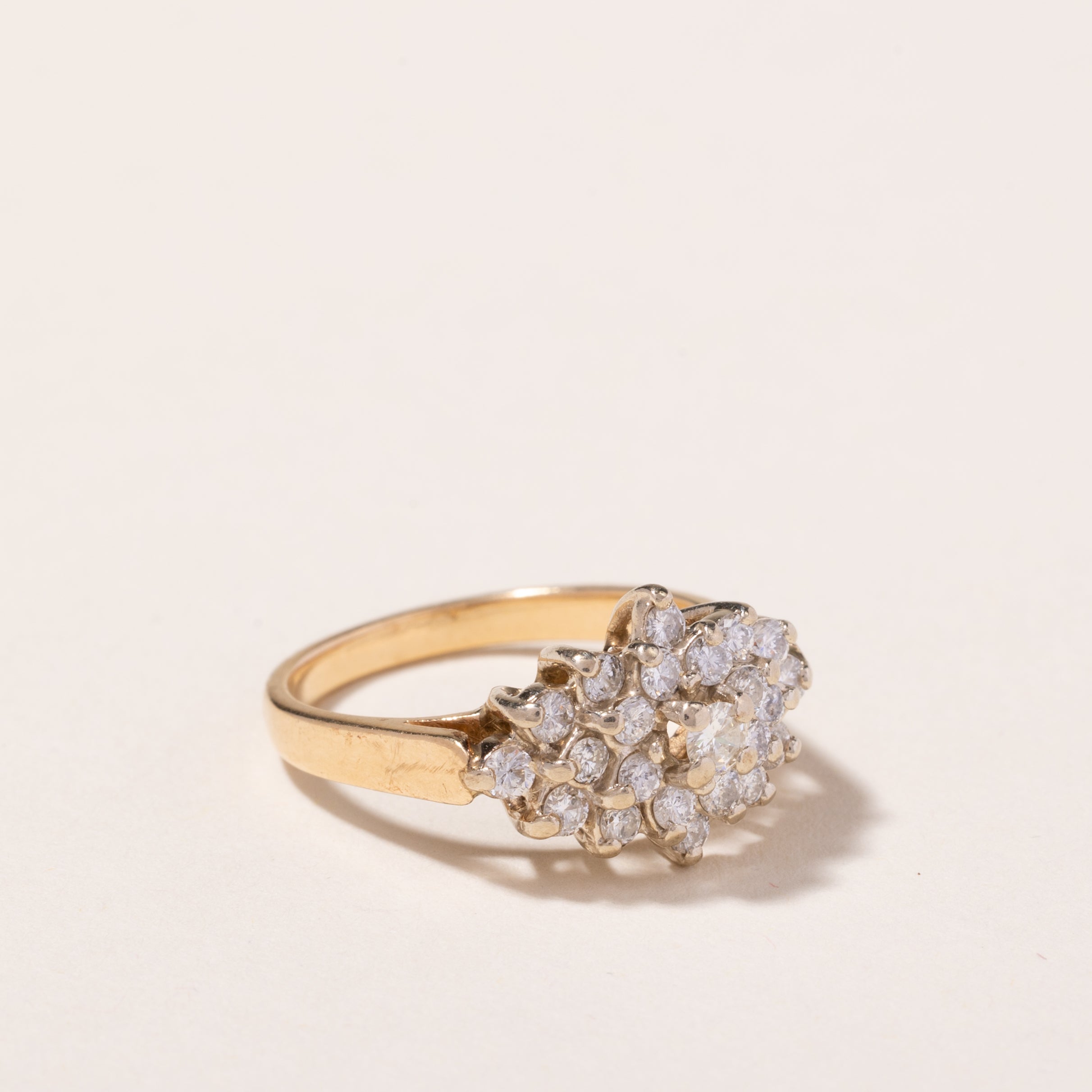 14k Yellow Gold Diamond Cluster Ring | 0.71ctw | SZ 6.5