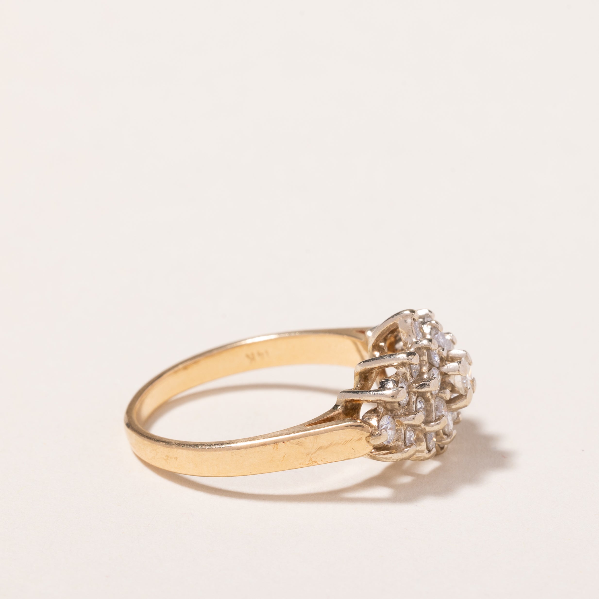 14k Yellow Gold Diamond Cluster Ring | 0.71ctw | SZ 6.5