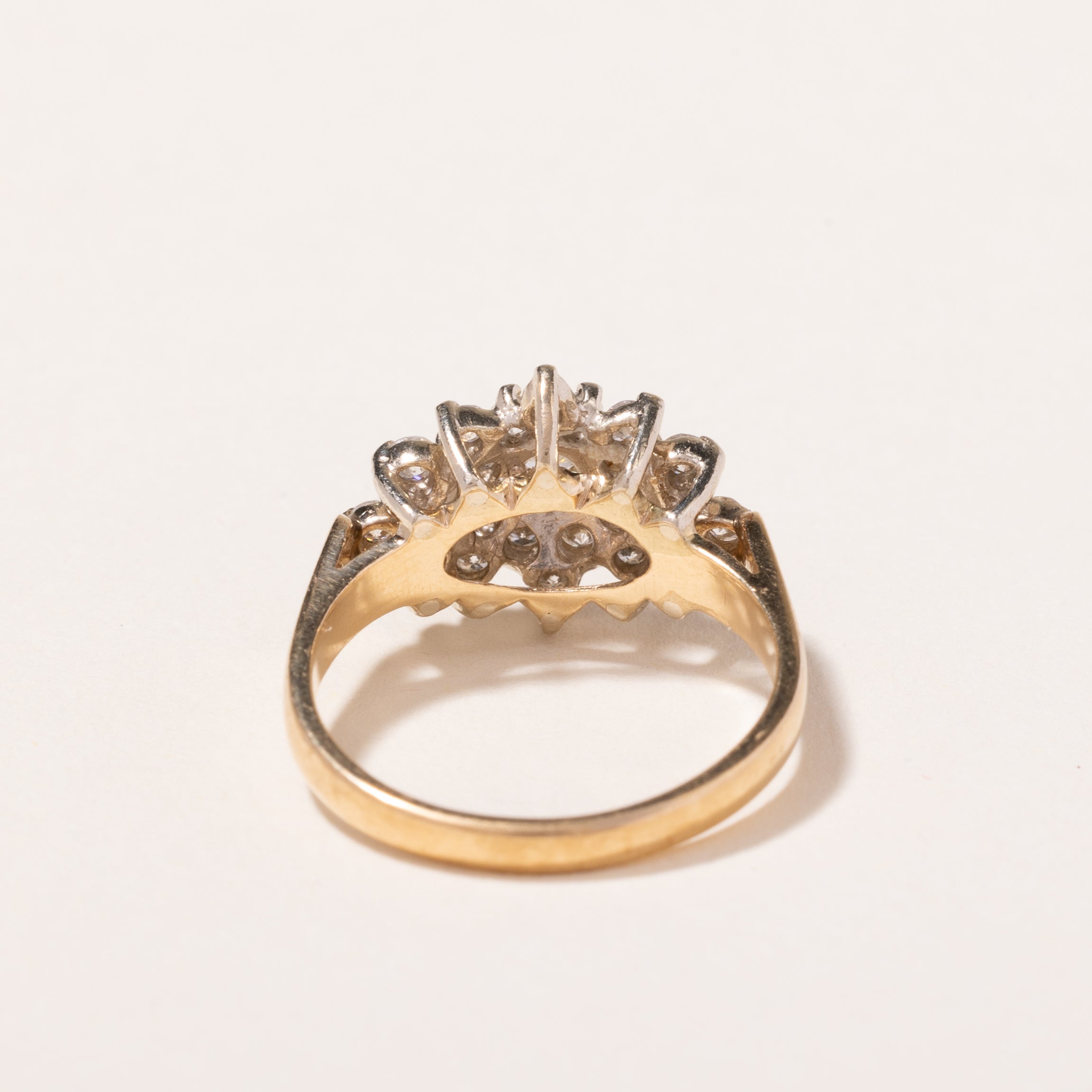 14k Yellow Gold Diamond Cluster Ring | 0.71ctw | SZ 6.5