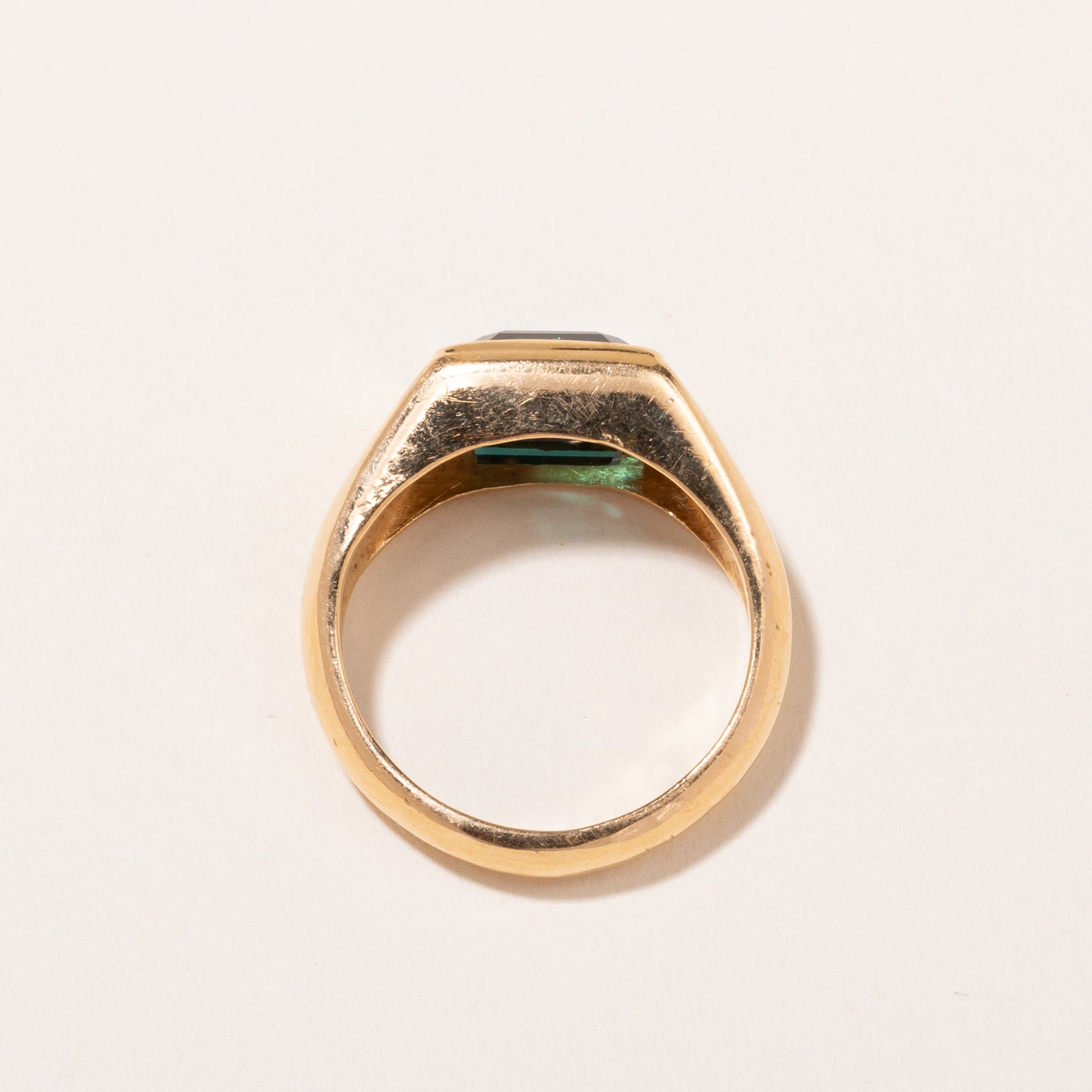 Bague en or jaune 22 carats et tourmaline verte | 4,24 ct | Taille 8,25 