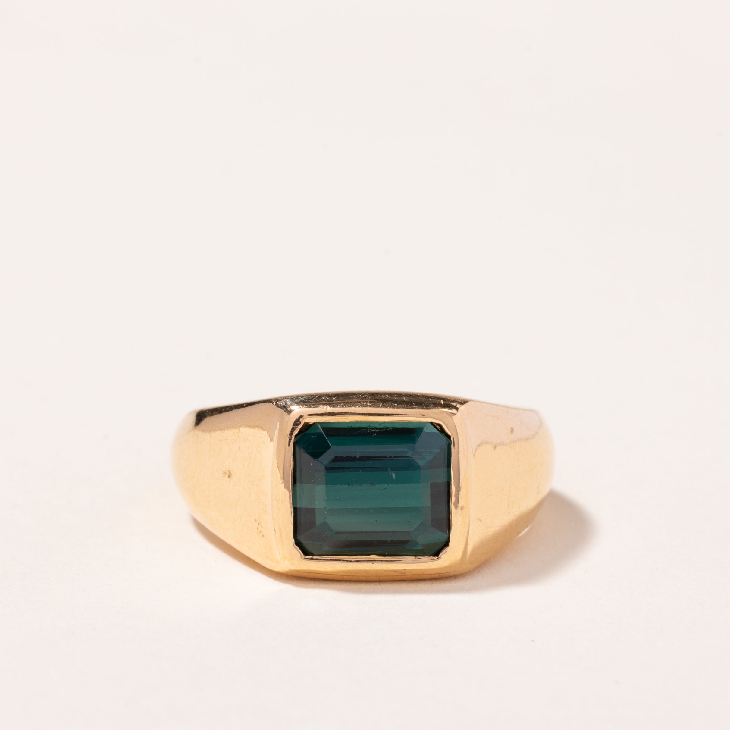 Bague en or jaune 22 carats et tourmaline verte | 4,24 ct | Taille 8,25 