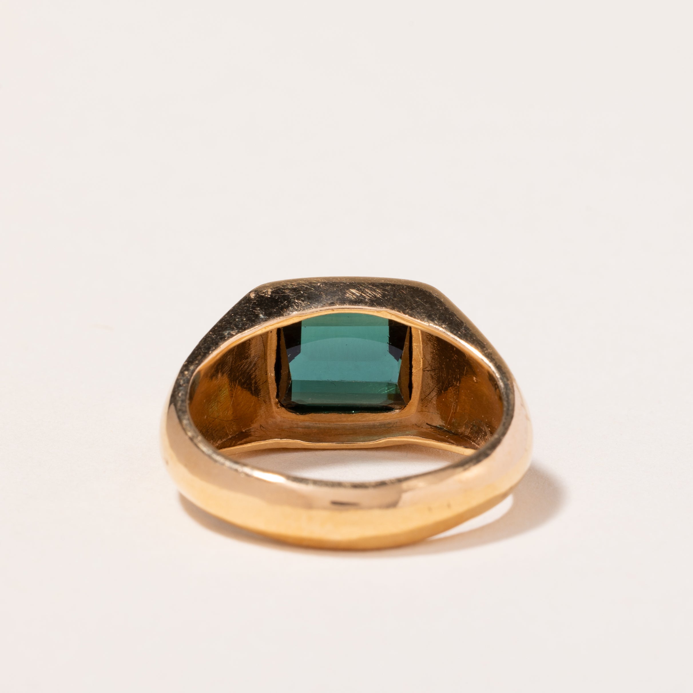 Bague en or jaune 22 carats et tourmaline verte | 4,24 ct | Taille 8,25 
