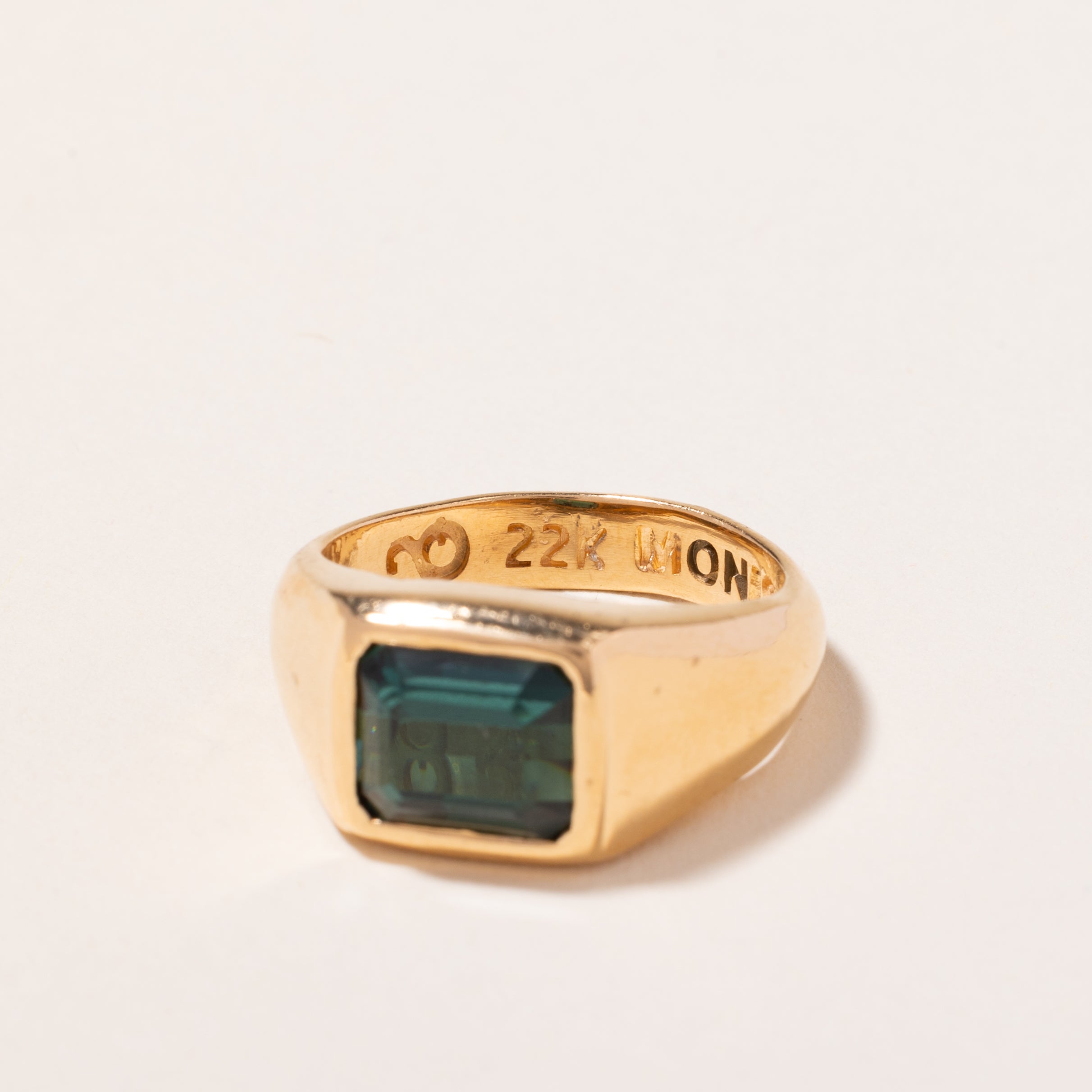 Bague en or jaune 22 carats et tourmaline verte | 4,24 ct | Taille 8,25 