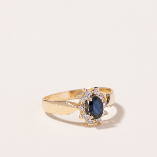 14k Yellow Gold Sapphire and Diamond Ring | 0.44ct, 0.10ctw | SZ 6.5