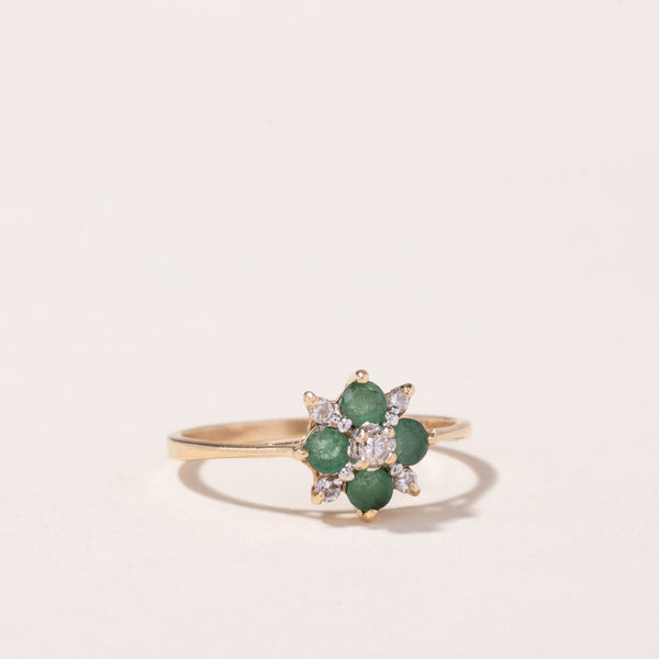 14k Yellow Gold Emerald and Diamond Ring | 0.28ctw, 0.10ctw | SZ 6.75