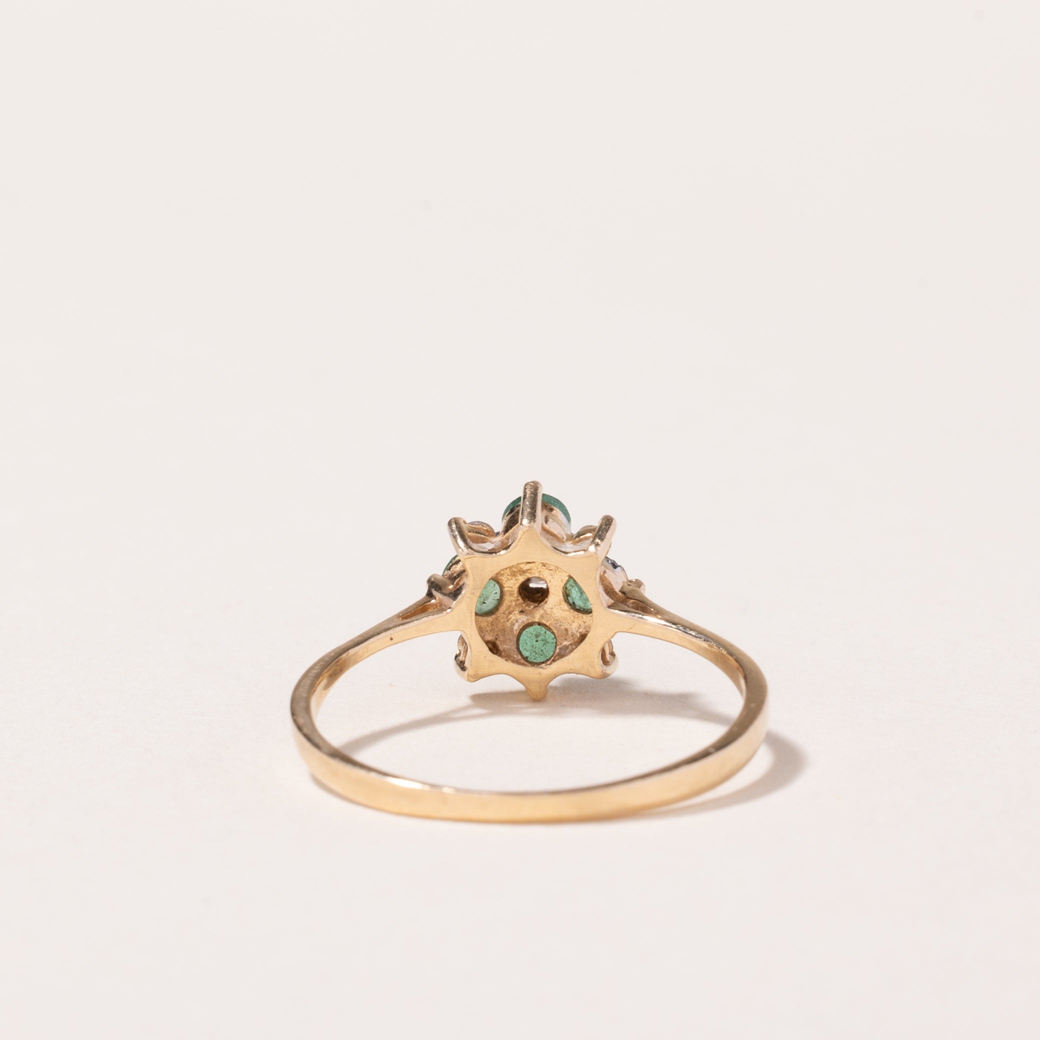 14k Yellow Gold Emerald and Diamond Ring | 0.28ctw, 0.10ctw | SZ 6.75