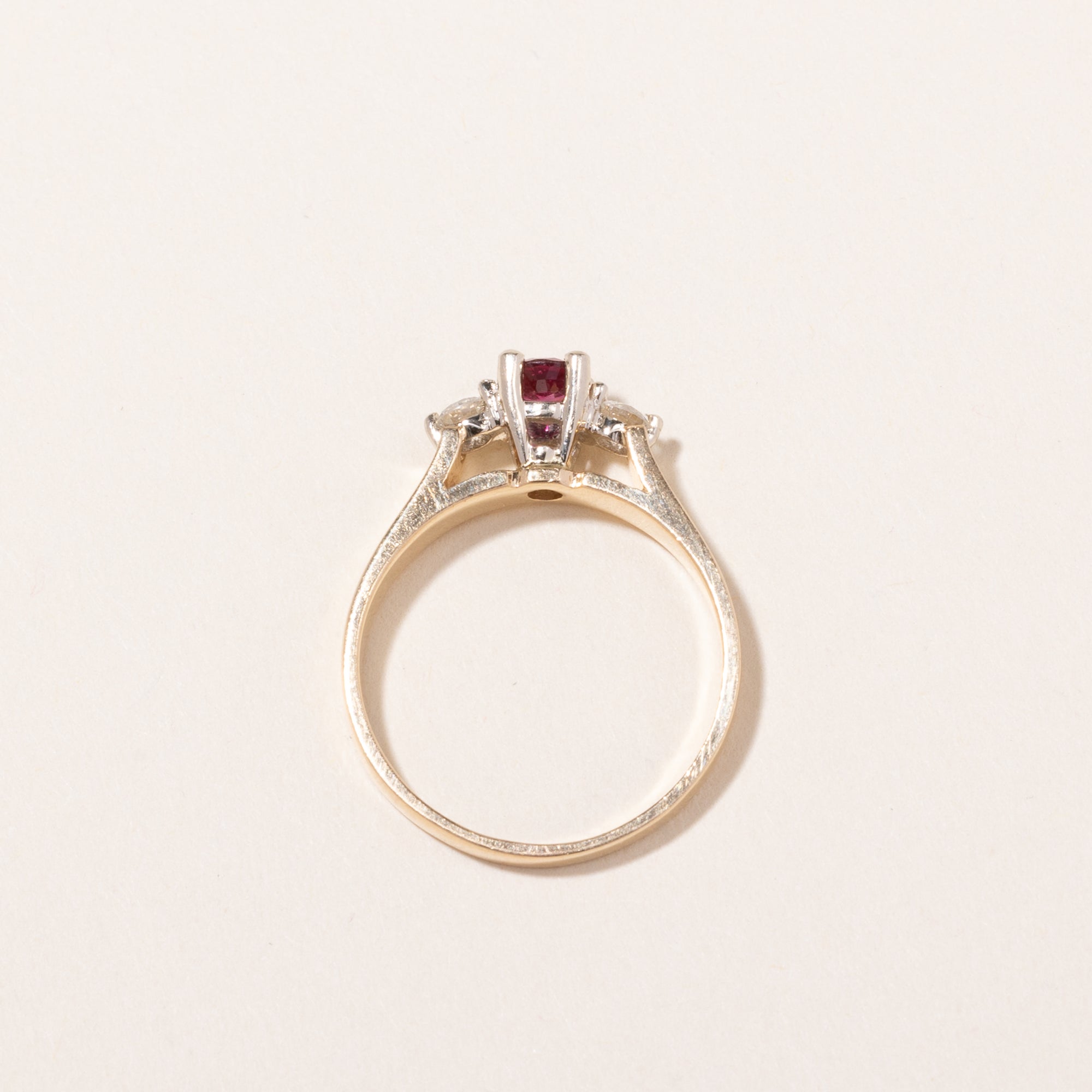 14k Yellow Gold Ruby & Diamond Ring | 0.22ct, 0.20ctw | SZ 7