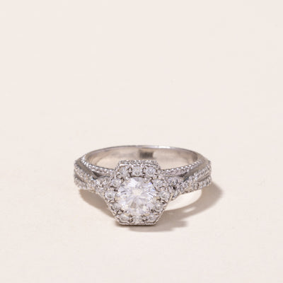 18k White Gold Diamond Engagement Ring | 1.23ctw, 0.02ctw | SZ 4.5