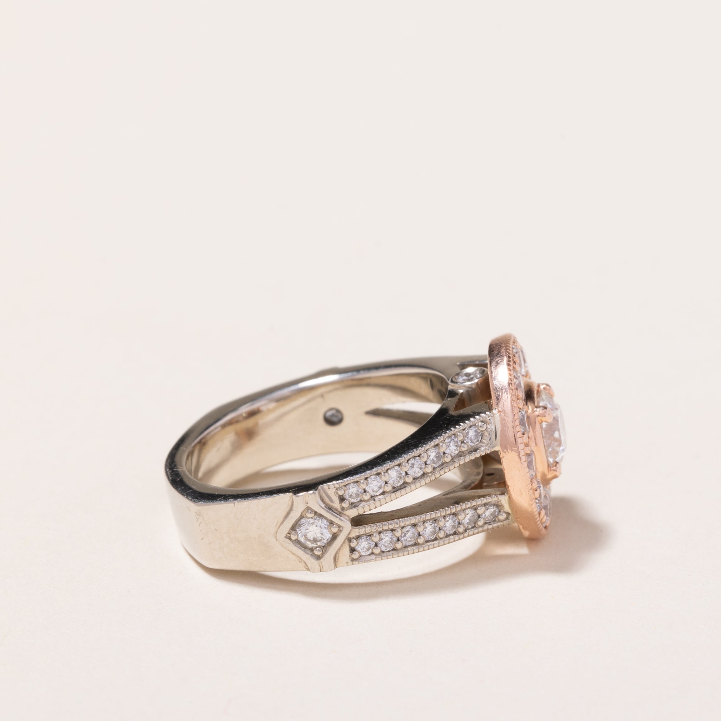 14k White & Rose Gold Diamond Ring | 1.47ctw | SZ 6