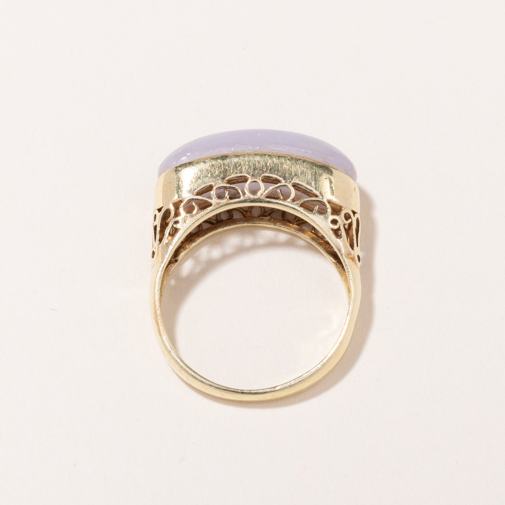 14k Yellow Gold Lavender Jadeite Ring | 18.7x7.00x4.70mm | SZ 6.5