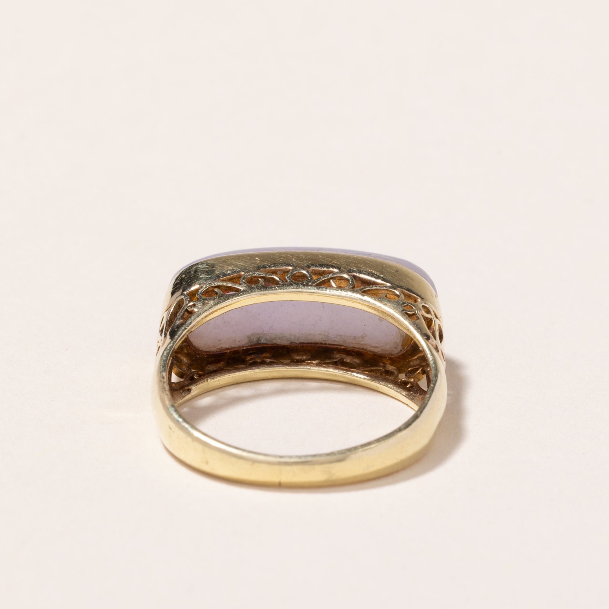 14k Yellow Gold Lavender Jadeite Ring | 18.7x7.00x4.70mm | SZ 6.5