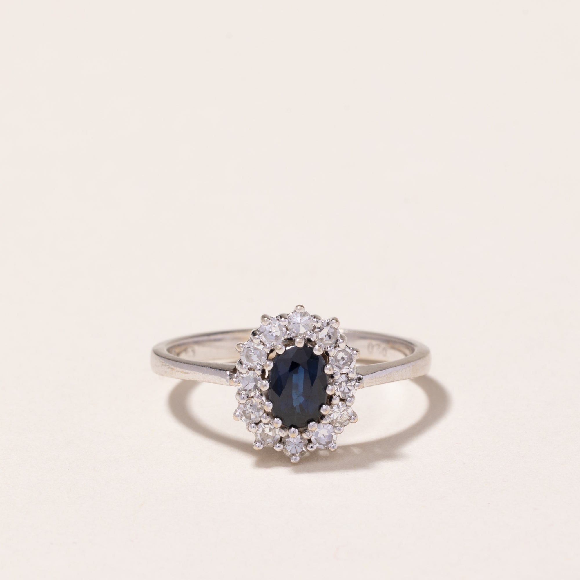 14k White Gold Sapphire and Diamond Ring | 0.52ct, 0.30ctw | SZ 7.75