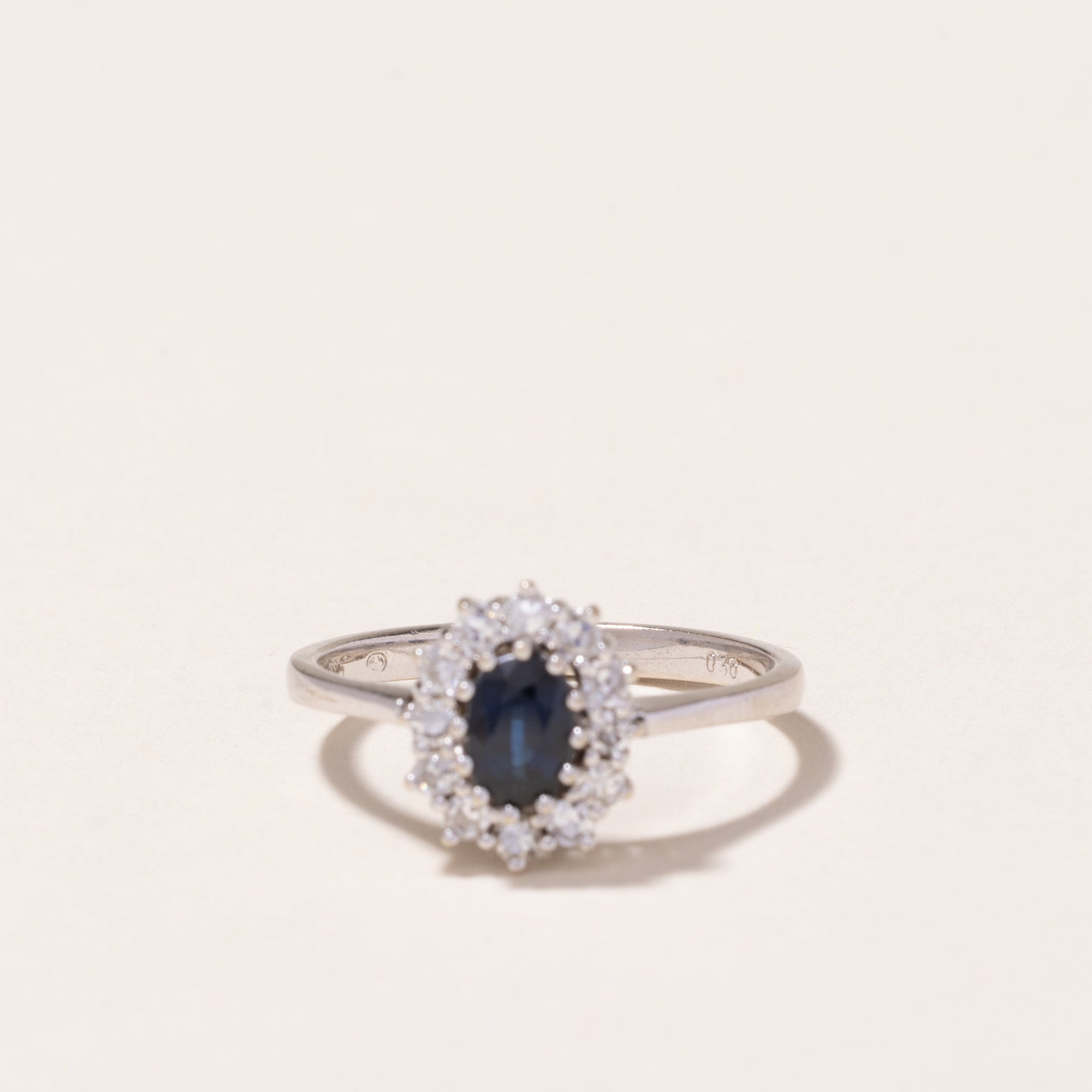 14k White Gold Sapphire and Diamond Ring | 0.52ct, 0.30ctw | SZ 7.75