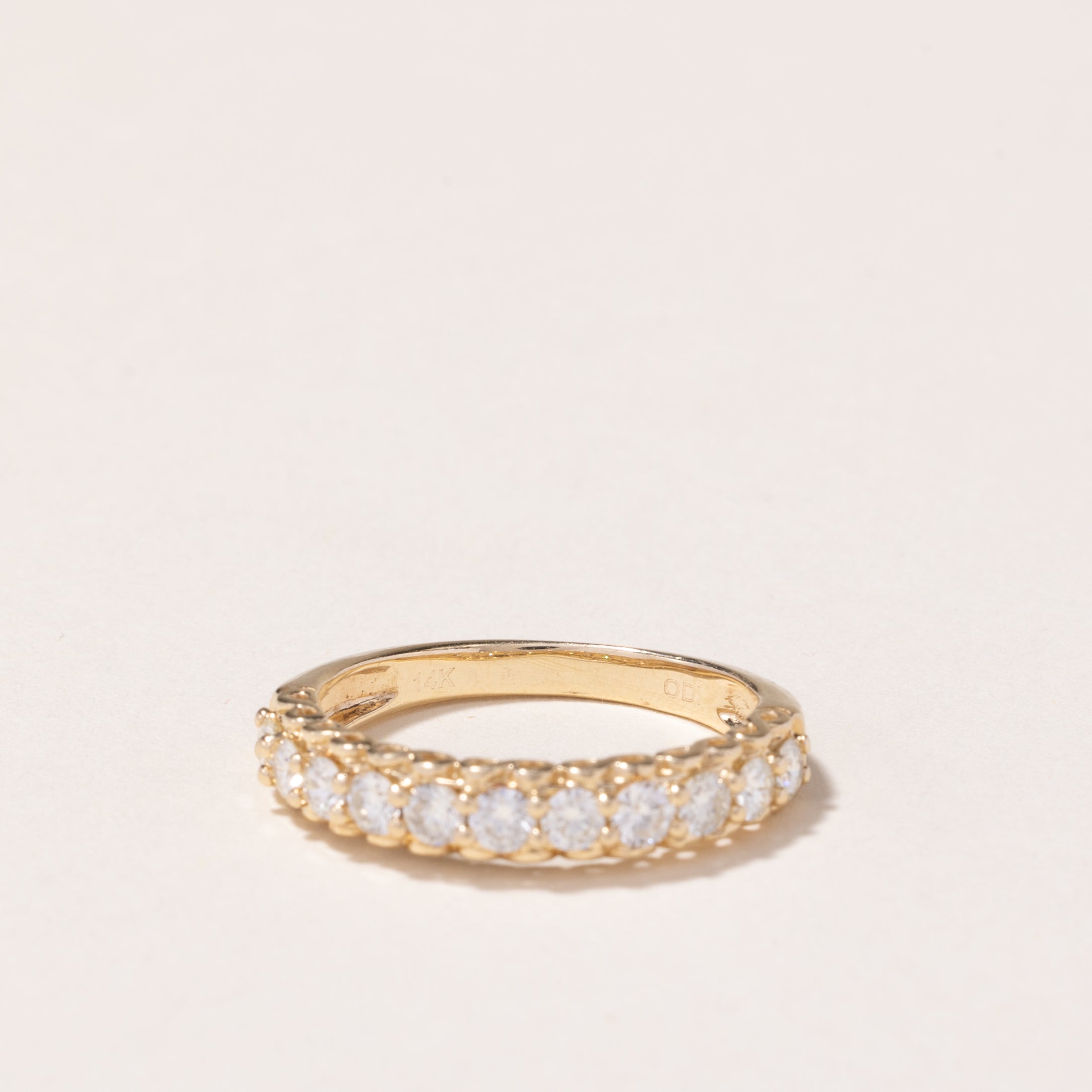 Bague demi-éternité en or jaune 14 carats et diamants | 0,44 ct au total | Taille 6,75 