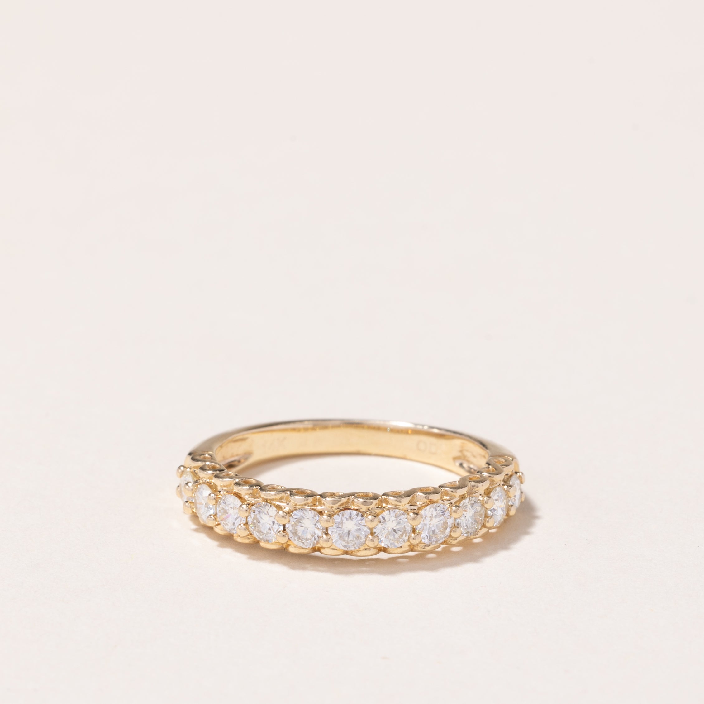 Bague demi-éternité en or jaune 14 carats et diamants | 0,44 ct au total | Taille 6,75 