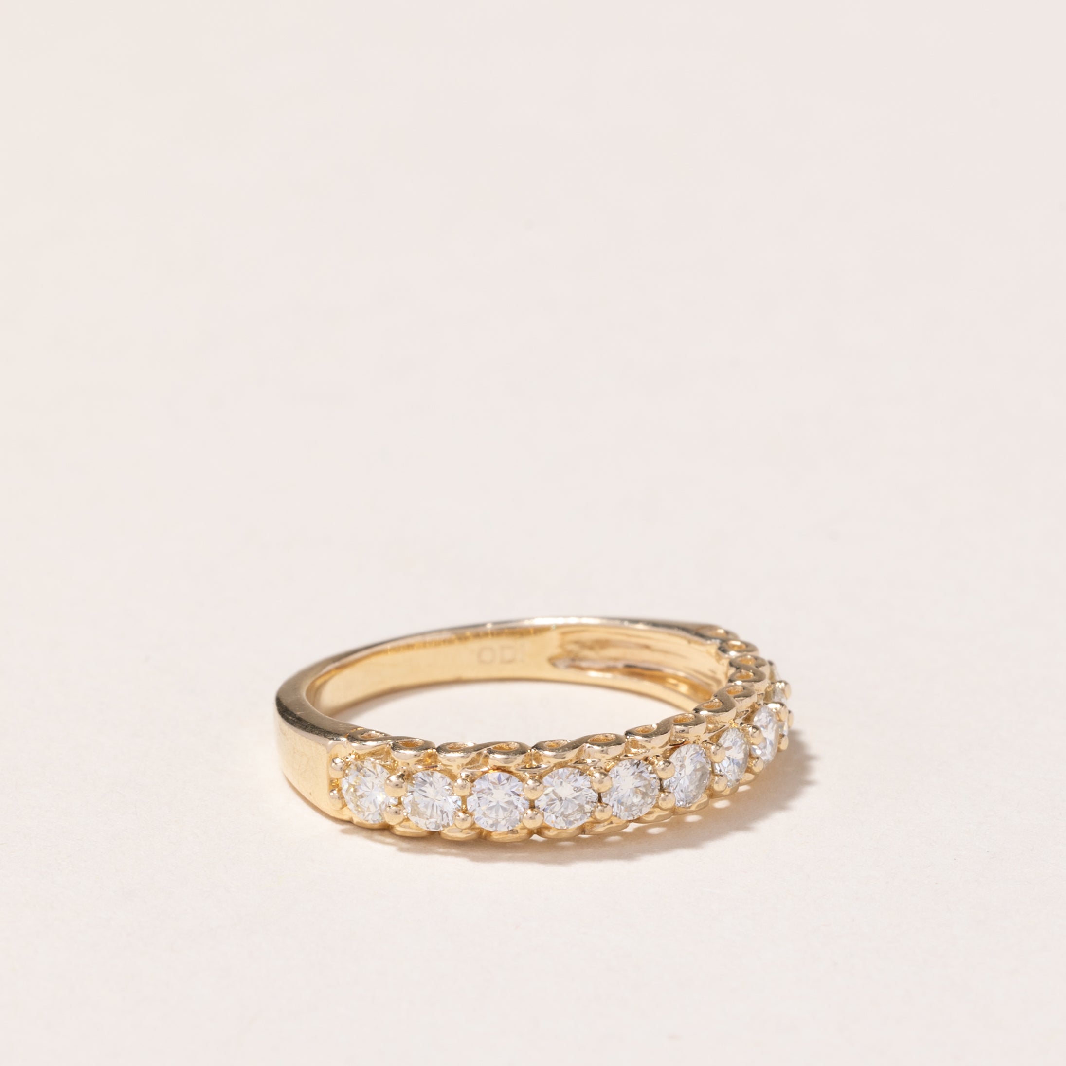Bague demi-éternité en or jaune 14 carats et diamants | 0,44 ct au total | Taille 6,75 