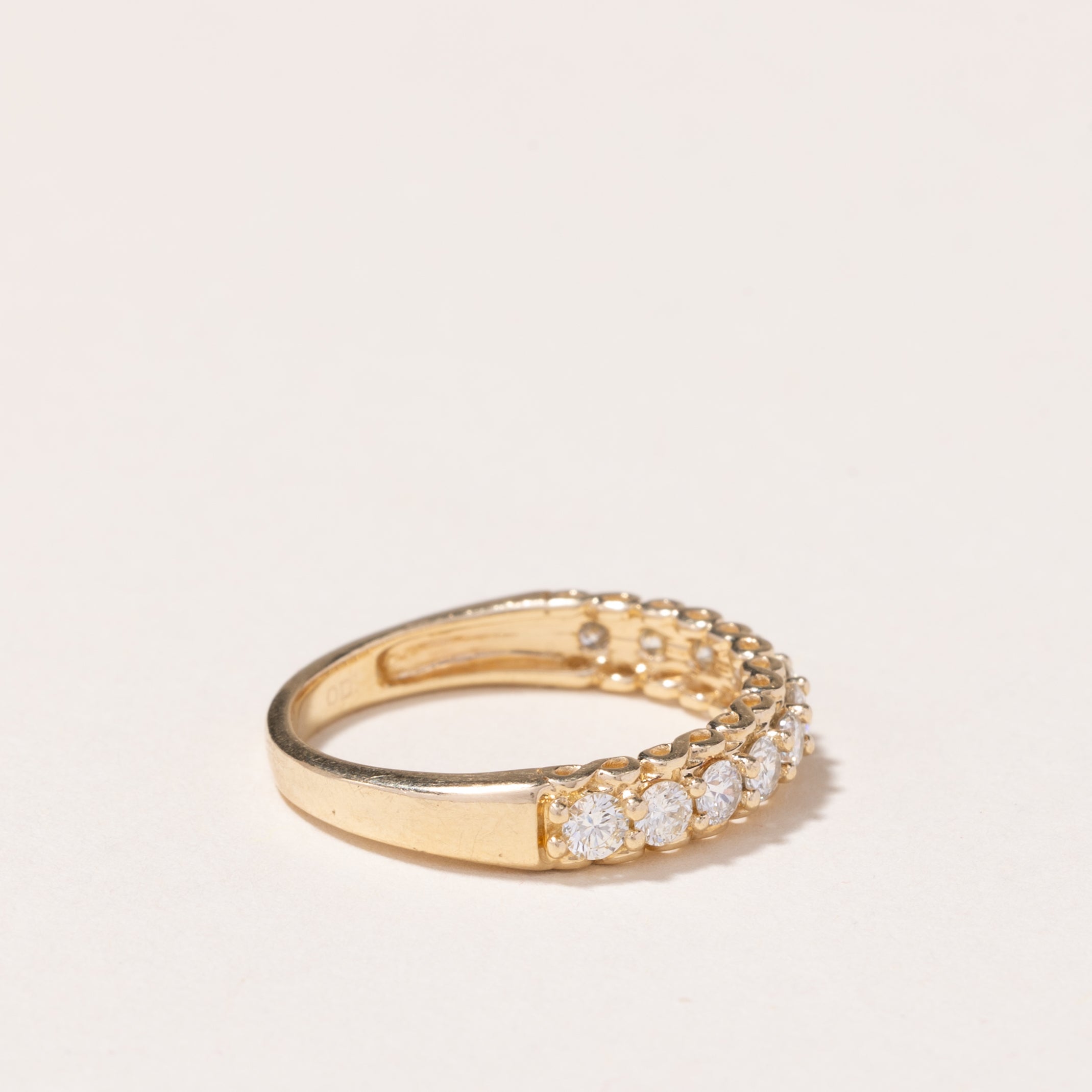 Bague demi-éternité en or jaune 14 carats et diamants | 0,44 ct au total | Taille 6,75 