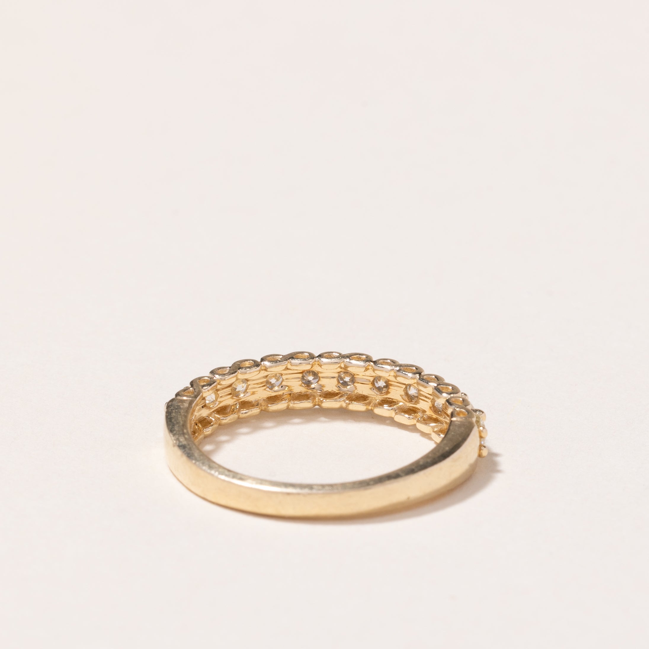 Bague demi-éternité en or jaune 14 carats et diamants | 0,44 ct au total | Taille 6,75 