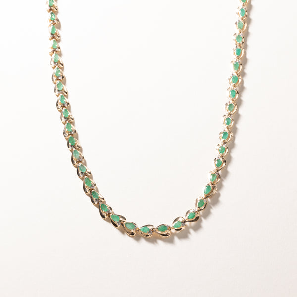 10k Yellow Gold Emerald and Diamond Necklace | 11.32ctw, 0.33ctw | 21