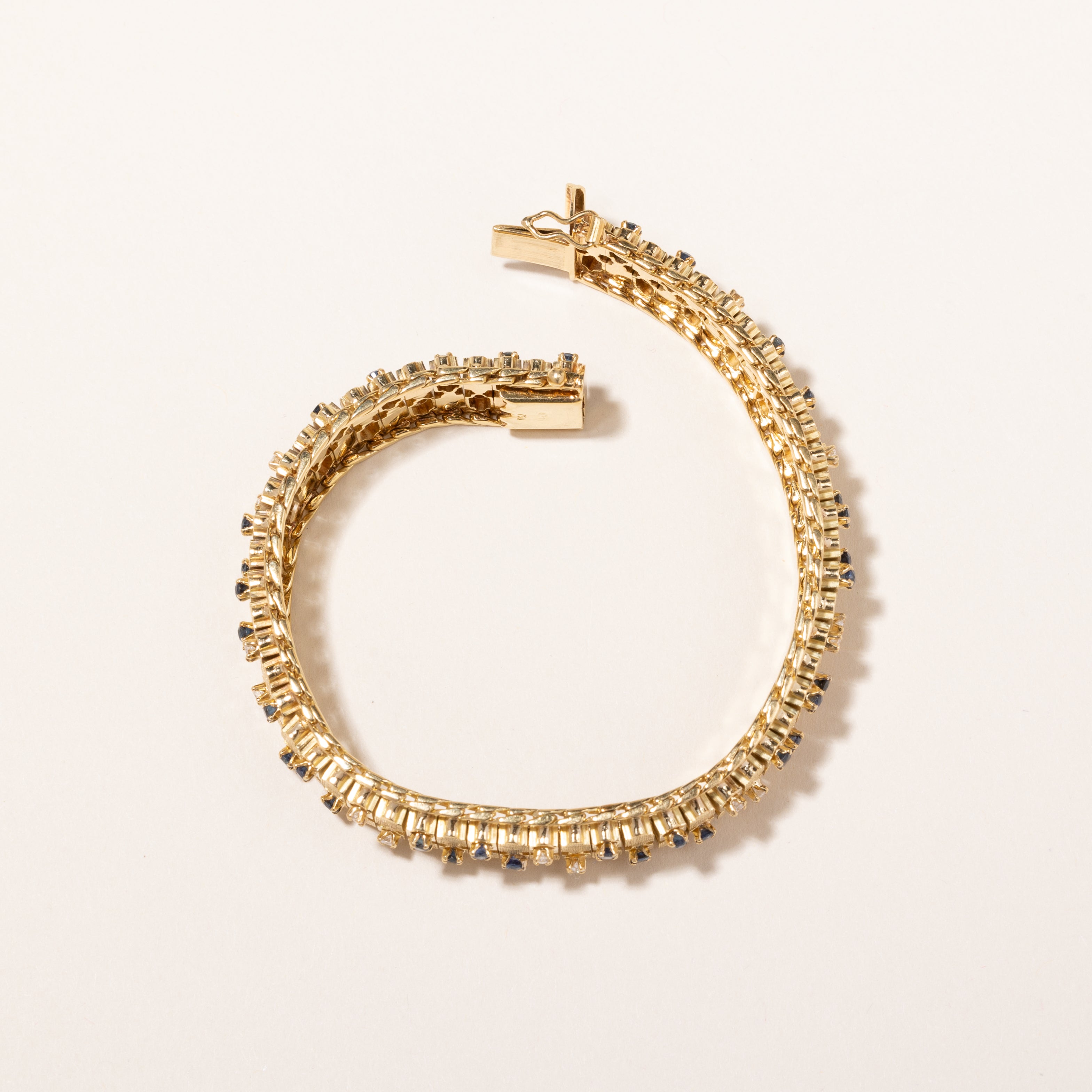 18k Yellow Gold Sapphire and Diamond Bracelet | 2.43ctw, 0.54ctw | 7.5"