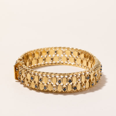 18k Yellow Gold Sapphire and Diamond Bracelet | 2.43ctw, 0.54ctw | 7.5