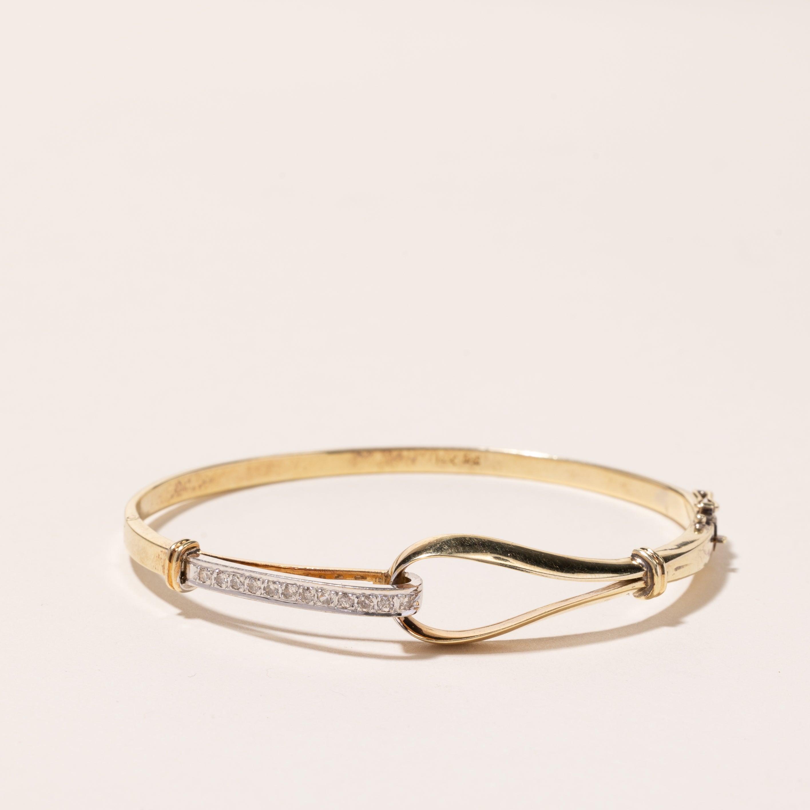 14k Two Tone Gold Diamond Looped Bangle | 0.24ctw | 6.5"