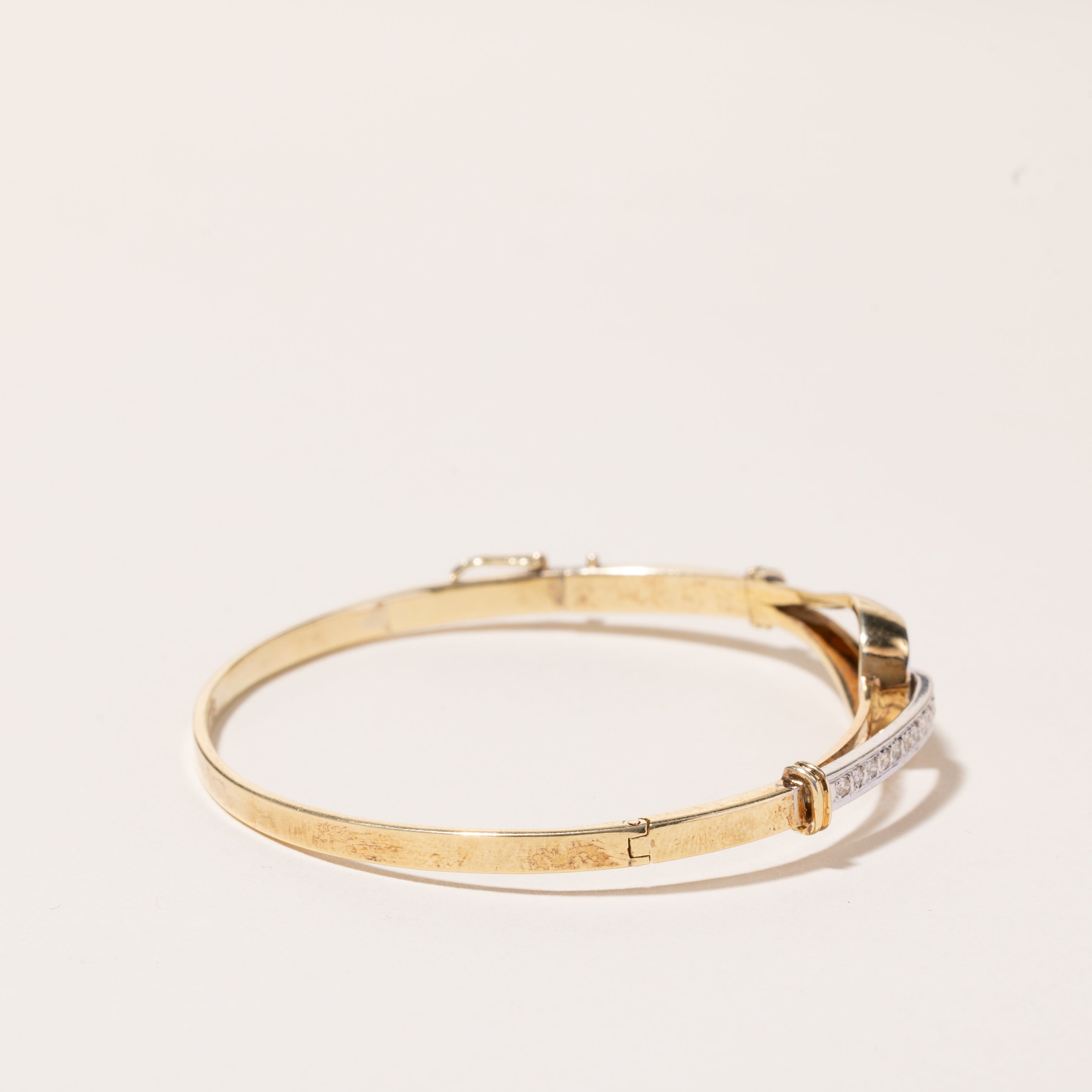 14k Two Tone Gold Diamond Looped Bangle | 0.24ctw | 6.5"