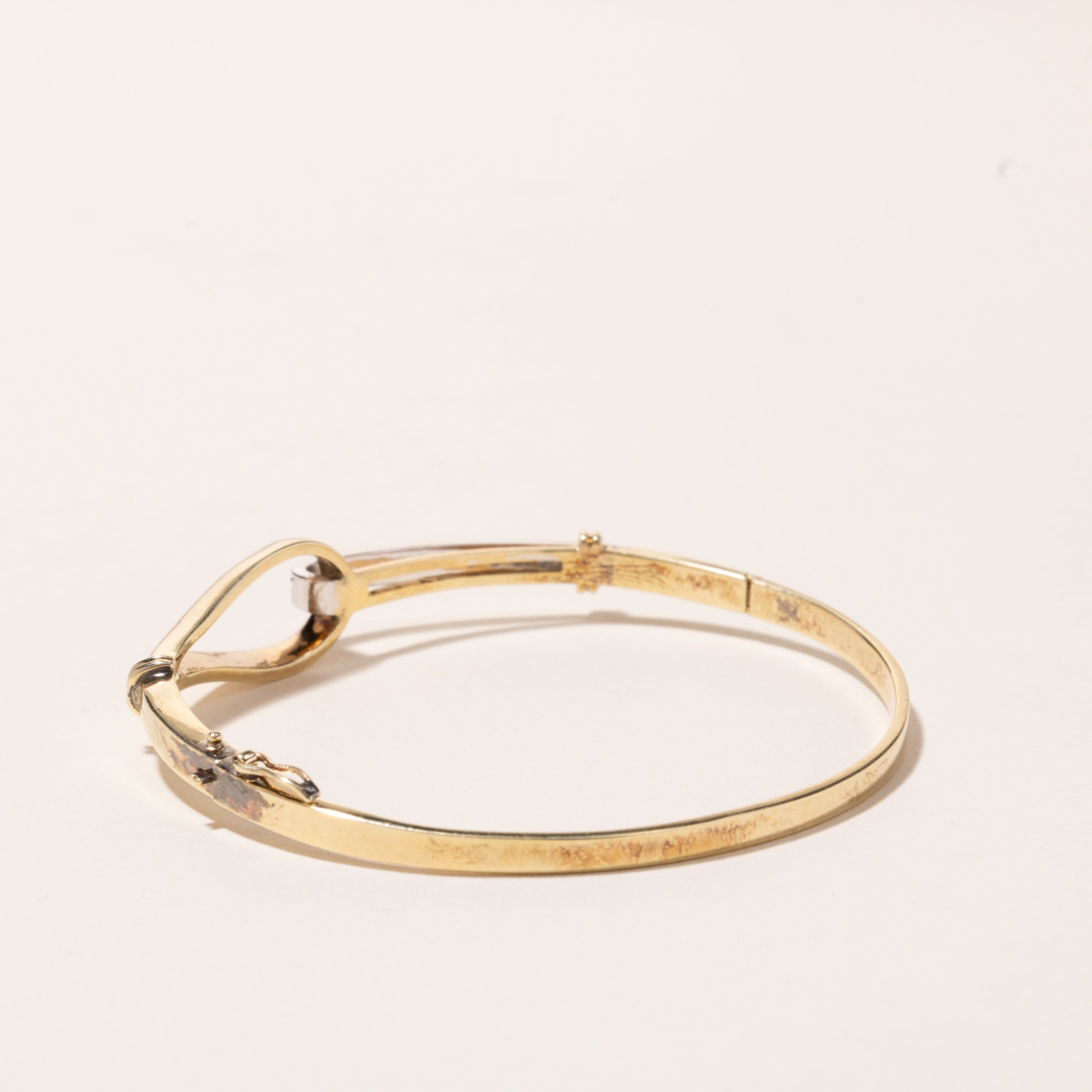 14k Two Tone Gold Diamond Looped Bangle | 0.24ctw | 6.5"