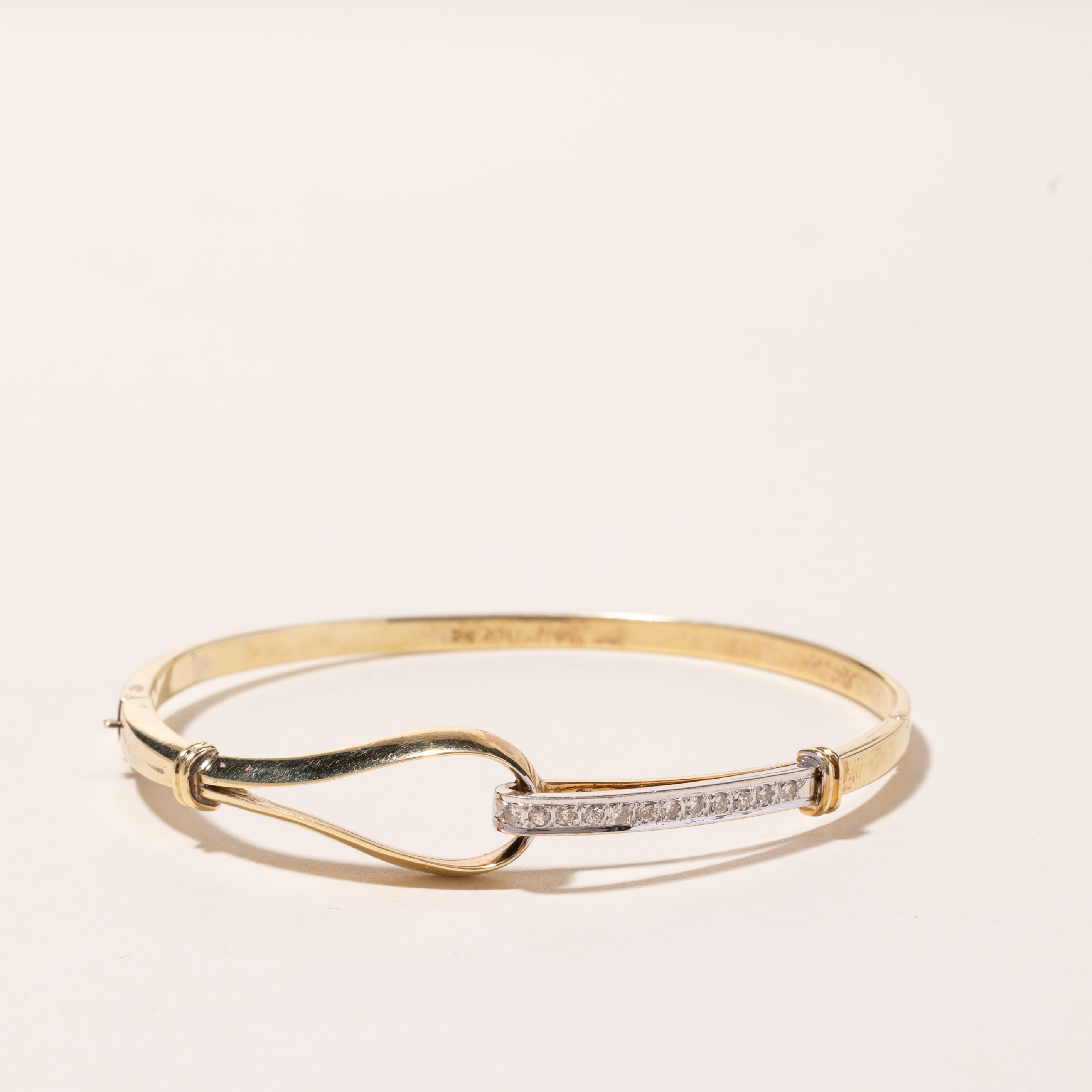 14k Two Tone Gold Diamond Looped Bangle | 0.24ctw | 6.5"