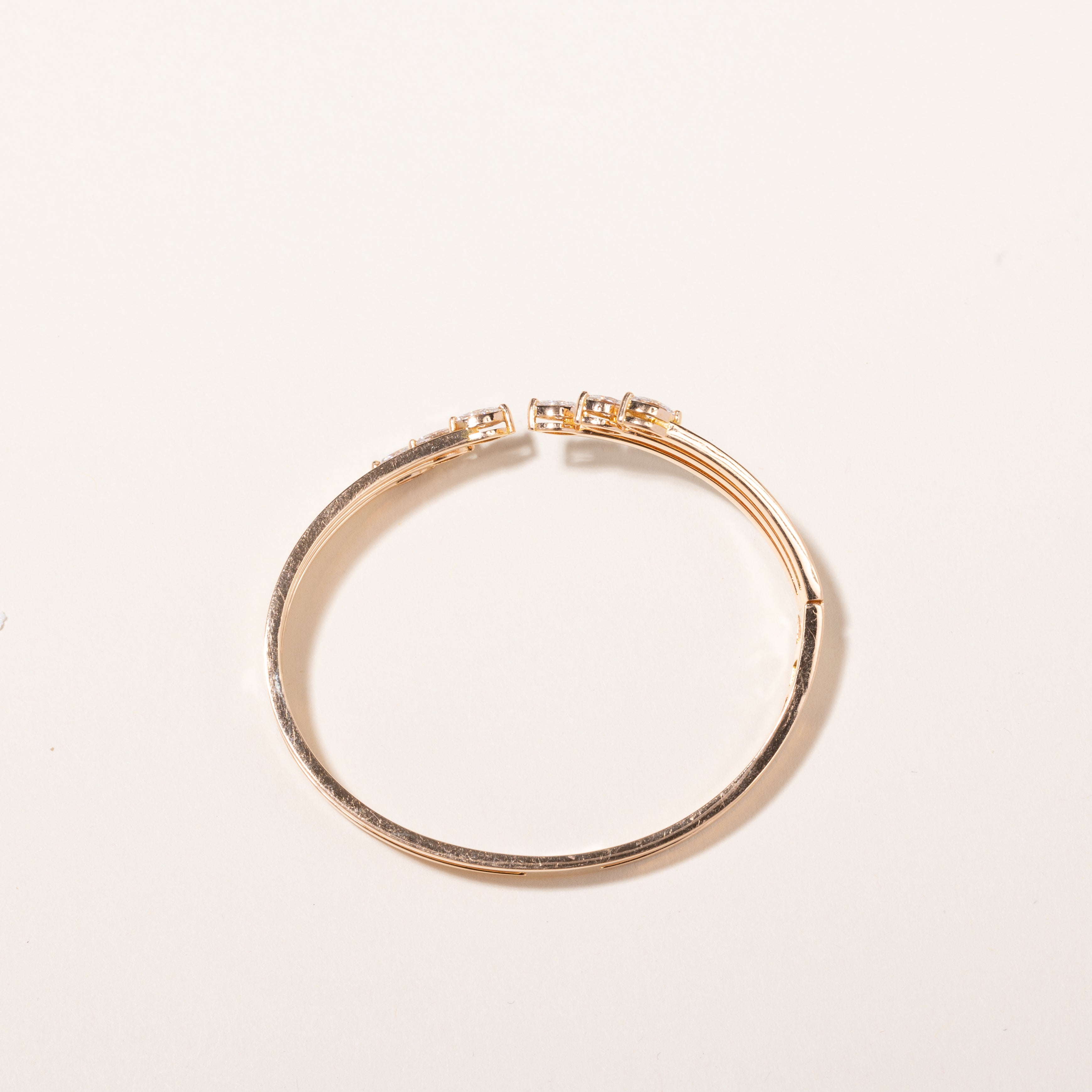 18k Yellow Gold Marquise Cut Diamond Bypass Cuff | 1.21ctw | 6.25"