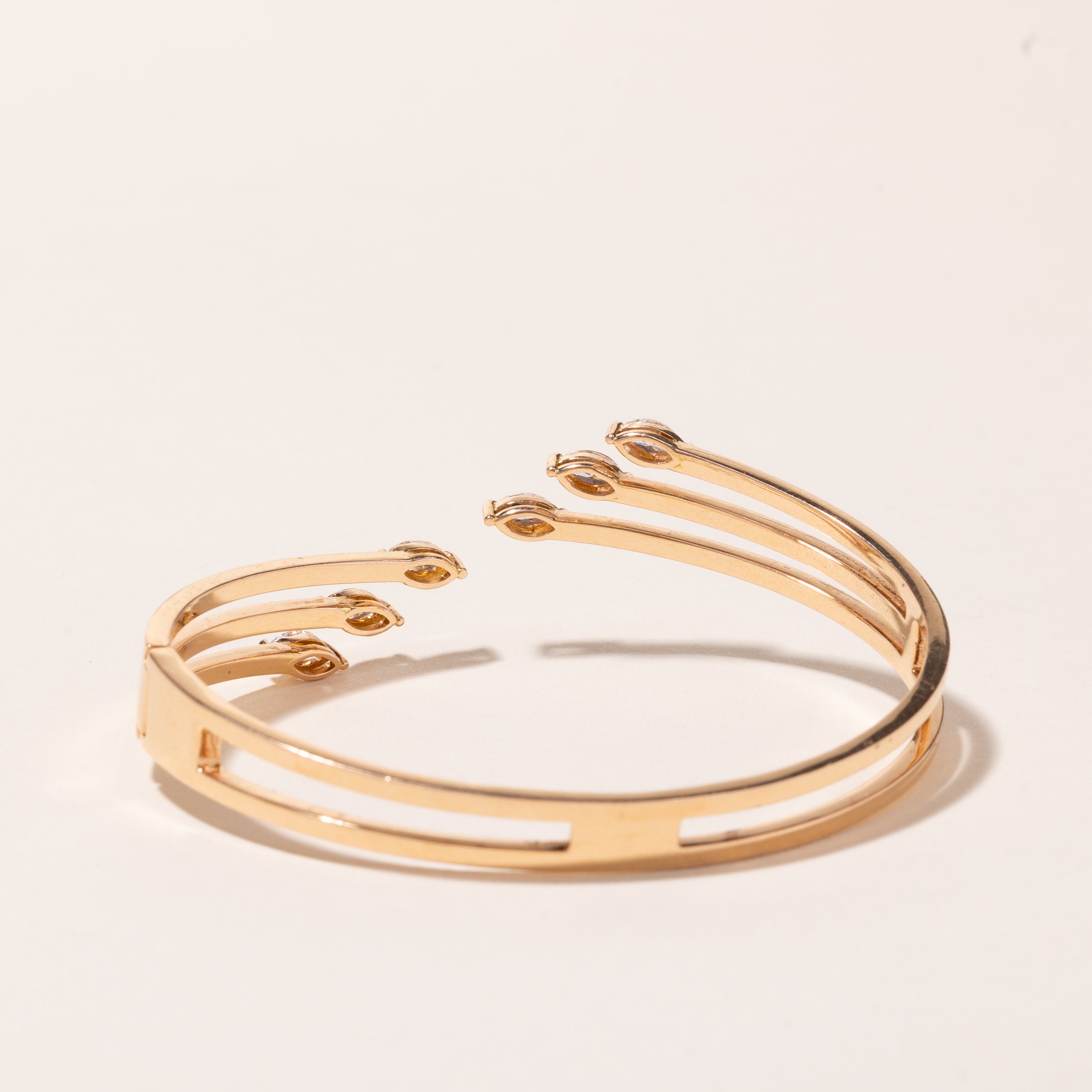 18k Yellow Gold Marquise Cut Diamond Bypass Cuff | 1.21ctw | 6.25"