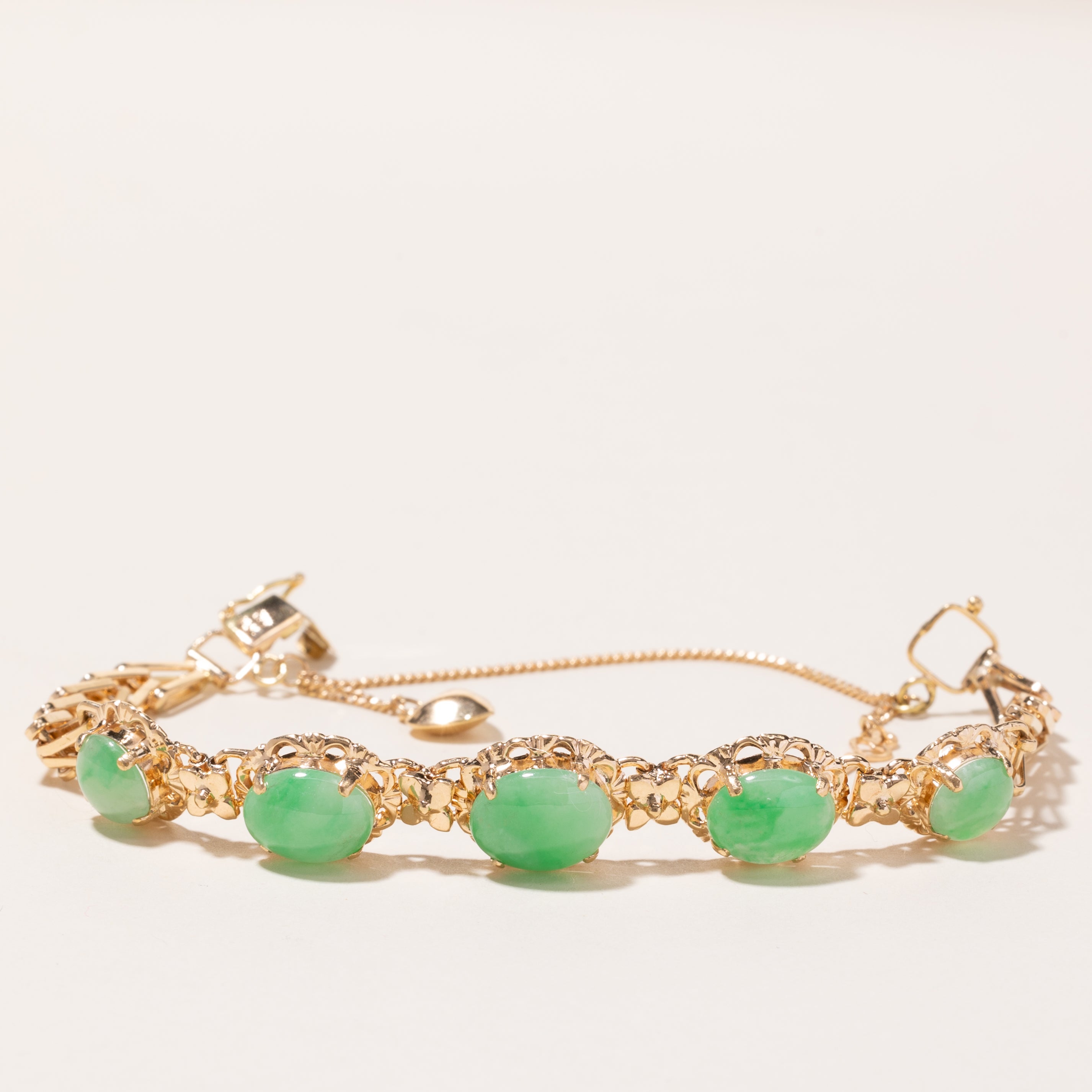 18k Yellow Gold Jade Bracelet | 6.5"
