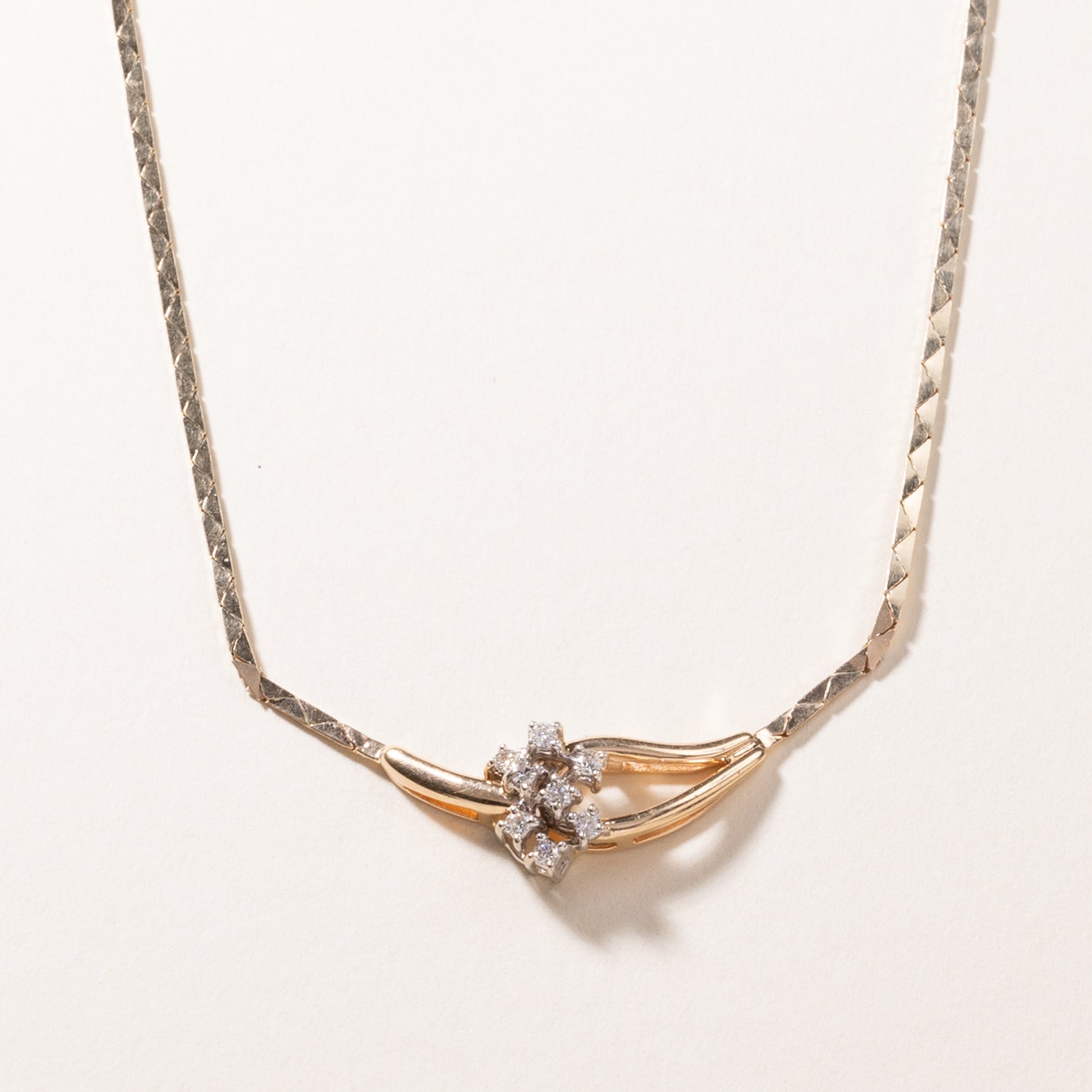 14k Yellow Gold Diamond Necklace | 0.23ctw | 16"