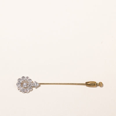 Antique 18k Yellow and White Gold Old European Cut Diamond Brooch | 1.42ctw | 1.5x7.5cm