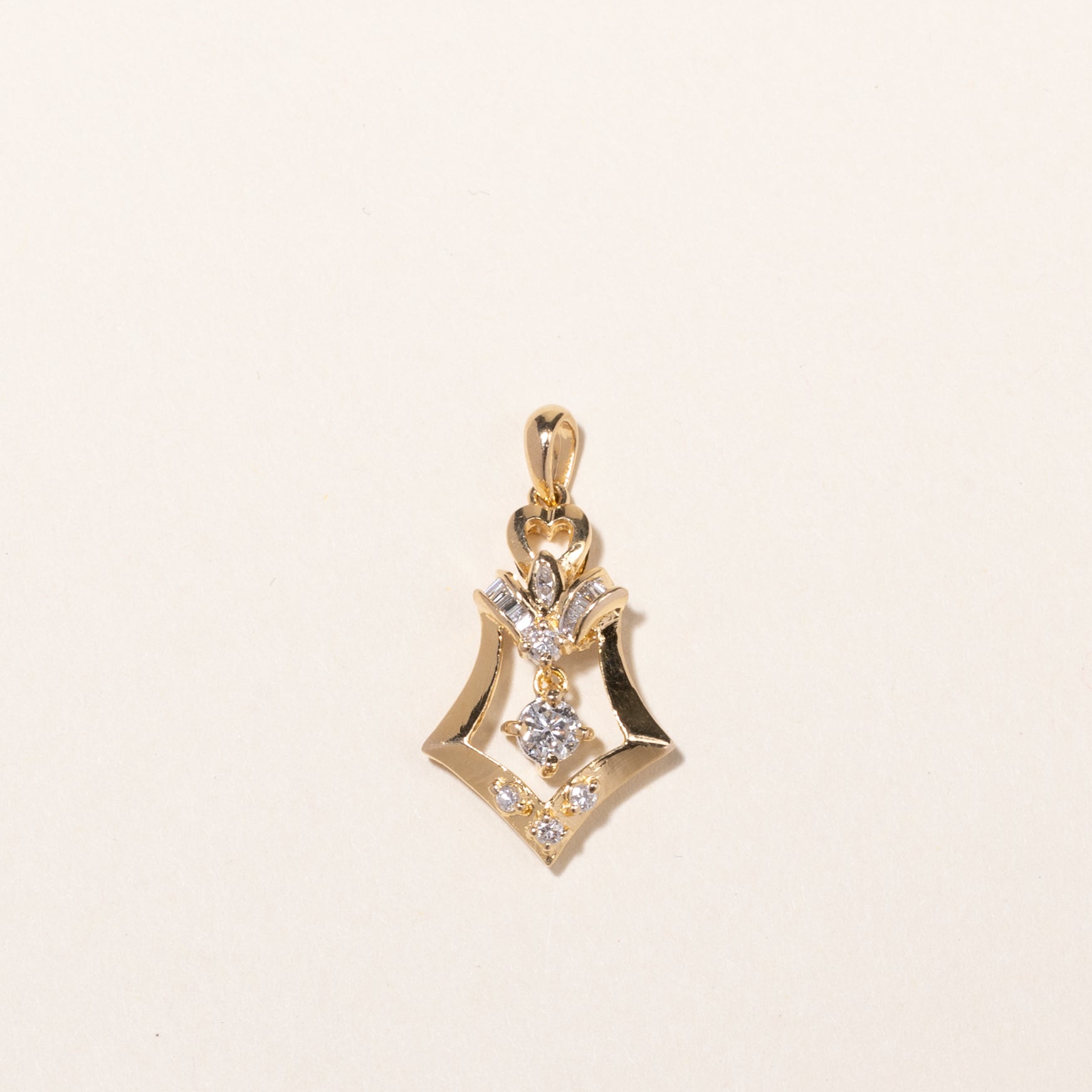 14k Yellow Gold Diamond Pendant | 0.35ctw | 2.8x1.5cm