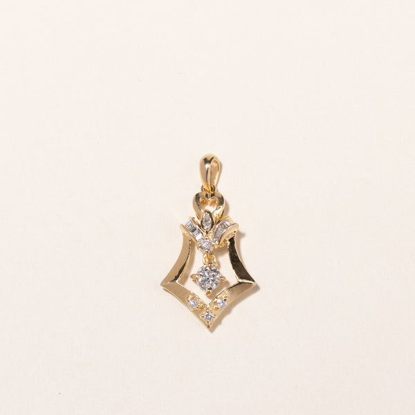 14k Yellow Gold Diamond Pendant | 0.35ctw | 2.8x1.5cm