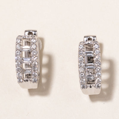 14k White Gold Diamond Huggie Earring | 0.52ctw | 1.2x1cm