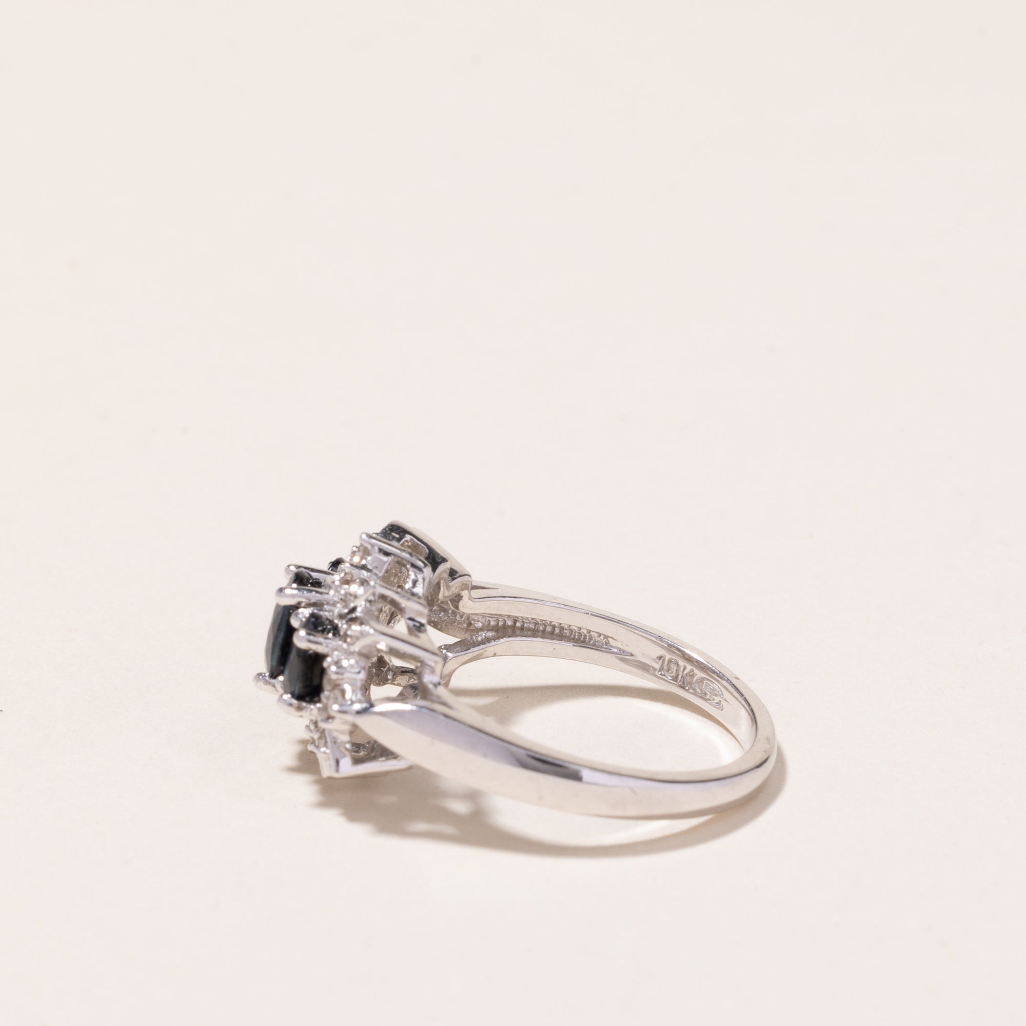 10k White Gold Sapphire & Diamond Ring | 0.84ctw, 0.18ctw | SZ 5.75