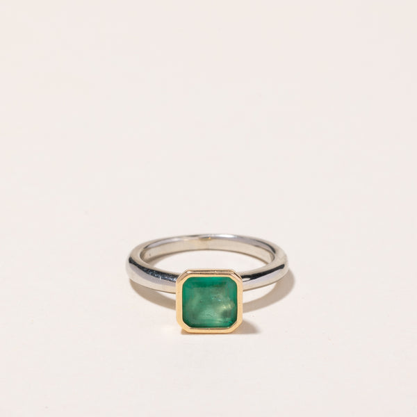 14k Two Tone Gold Emerald Ring | 1.06ctw | SZ 3.75