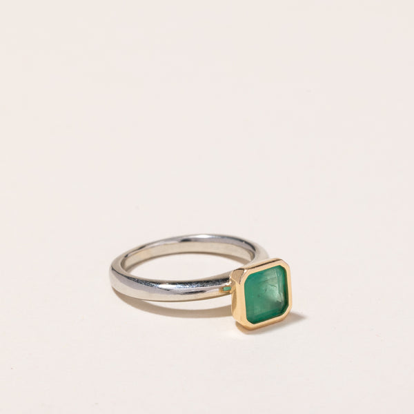 14k Two Tone Gold Emerald Ring | 1.06ctw | SZ 3.75