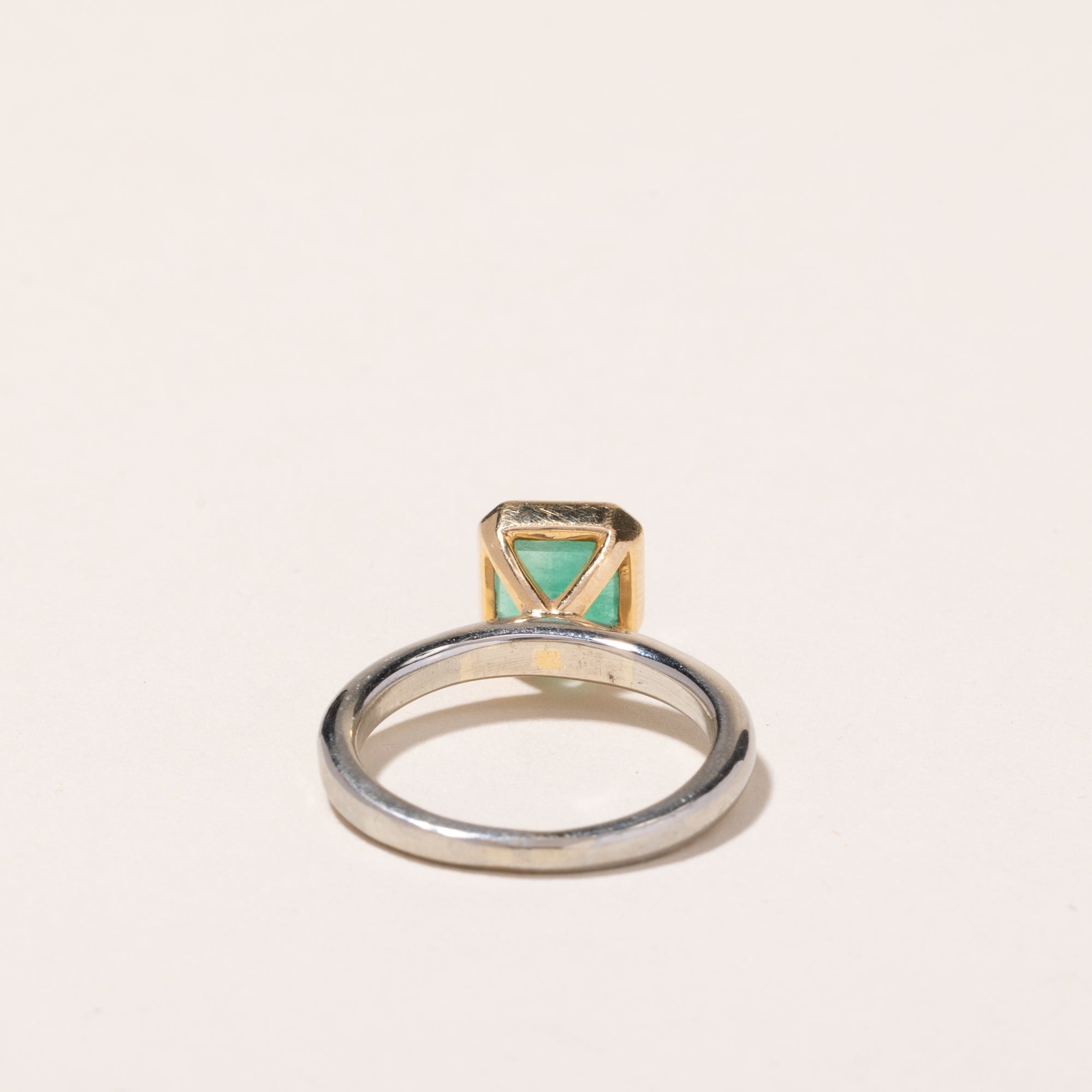 14k Two Tone Gold Emerald Ring | 1.06ctw | SZ 3.75