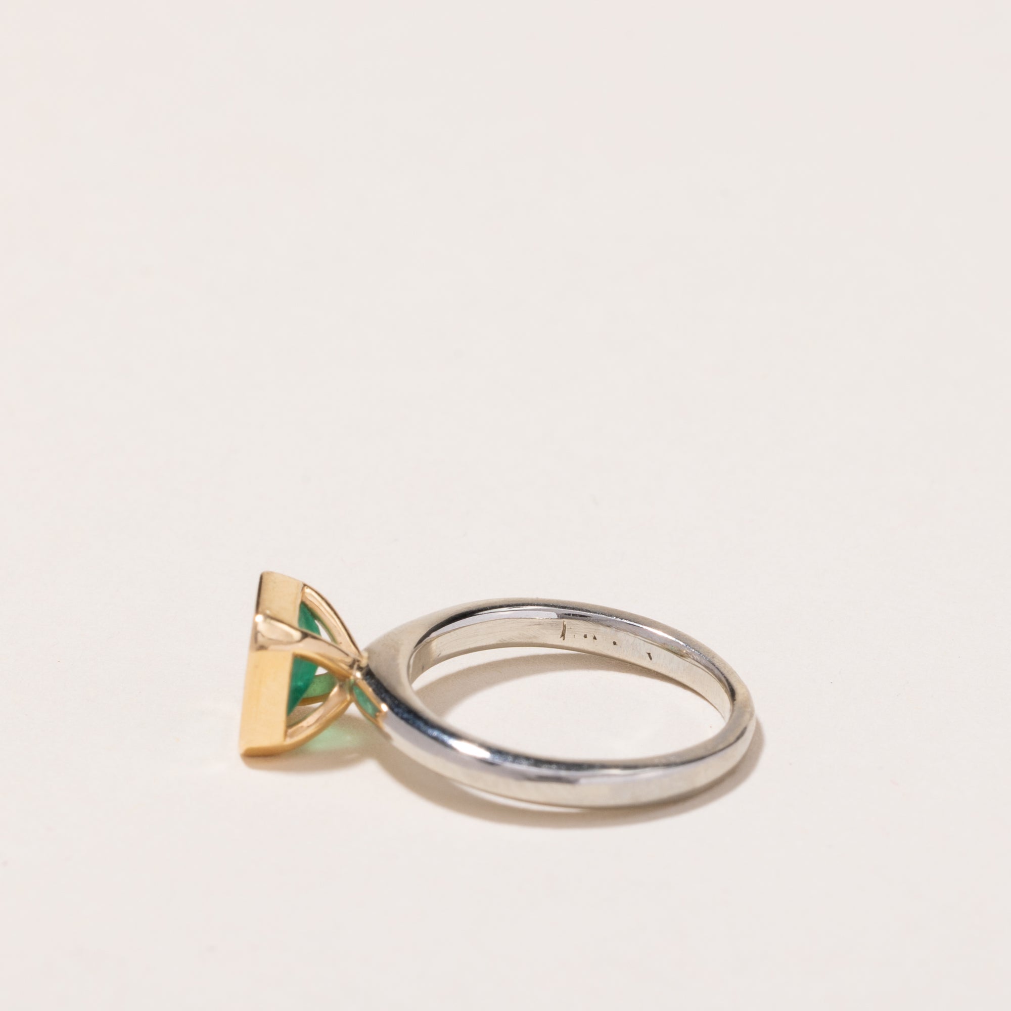 14k Two Tone Gold Emerald Ring | 1.06ctw | SZ 3.75